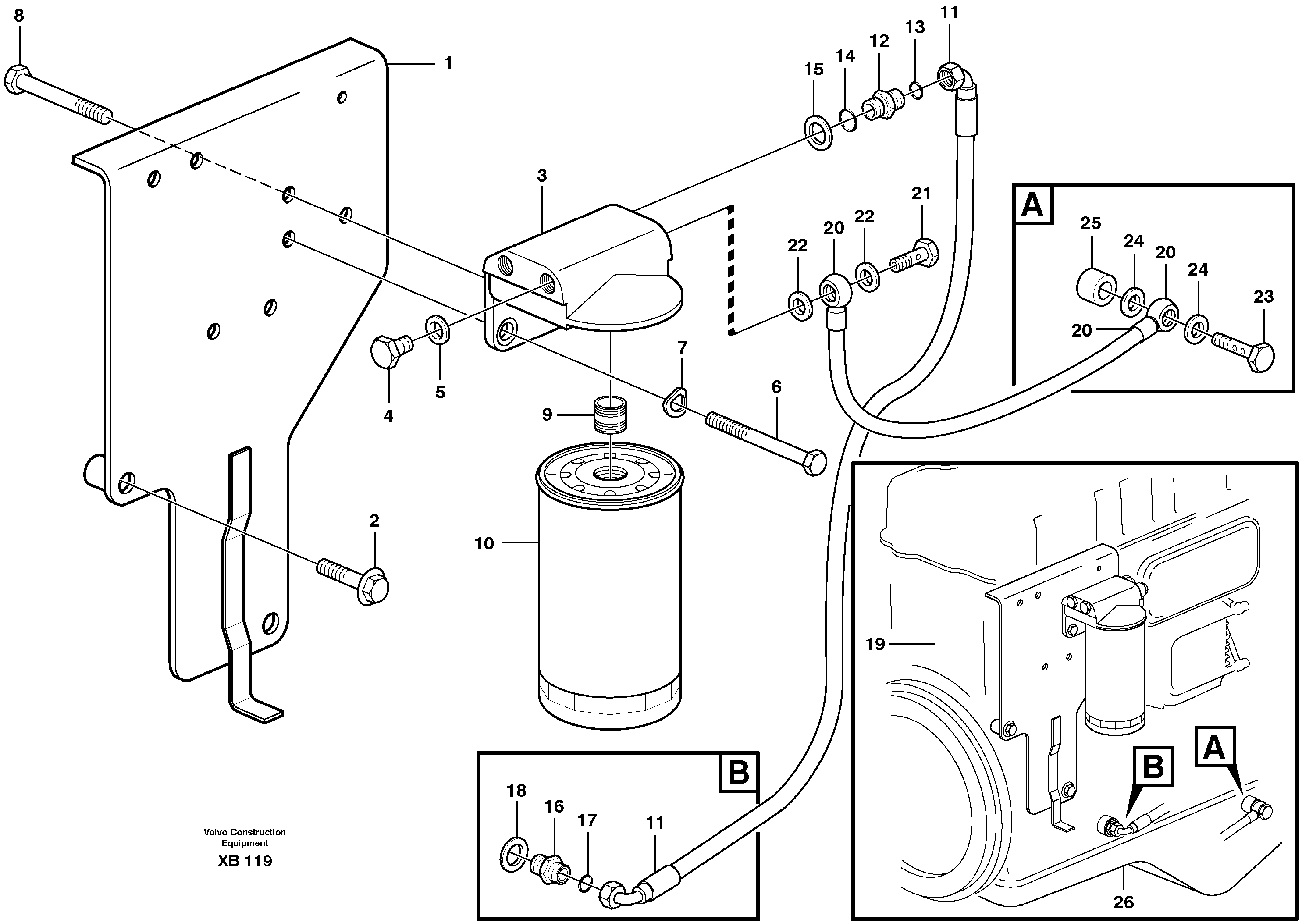 Oil filter by pass  D10B ENGINE — volvo parts diagram