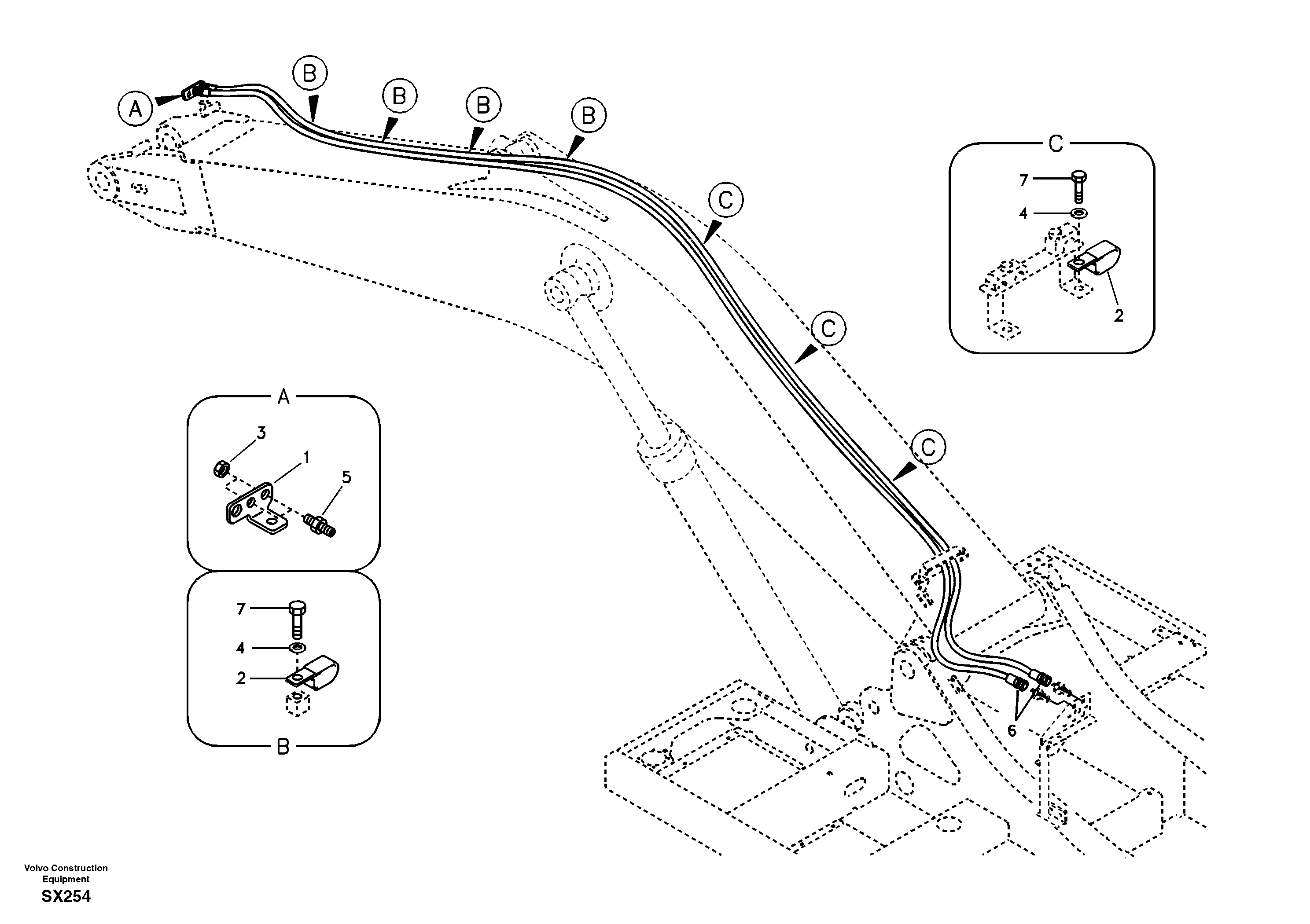 Working hydraulic, slope and rotator on boom — volvo parts diagram