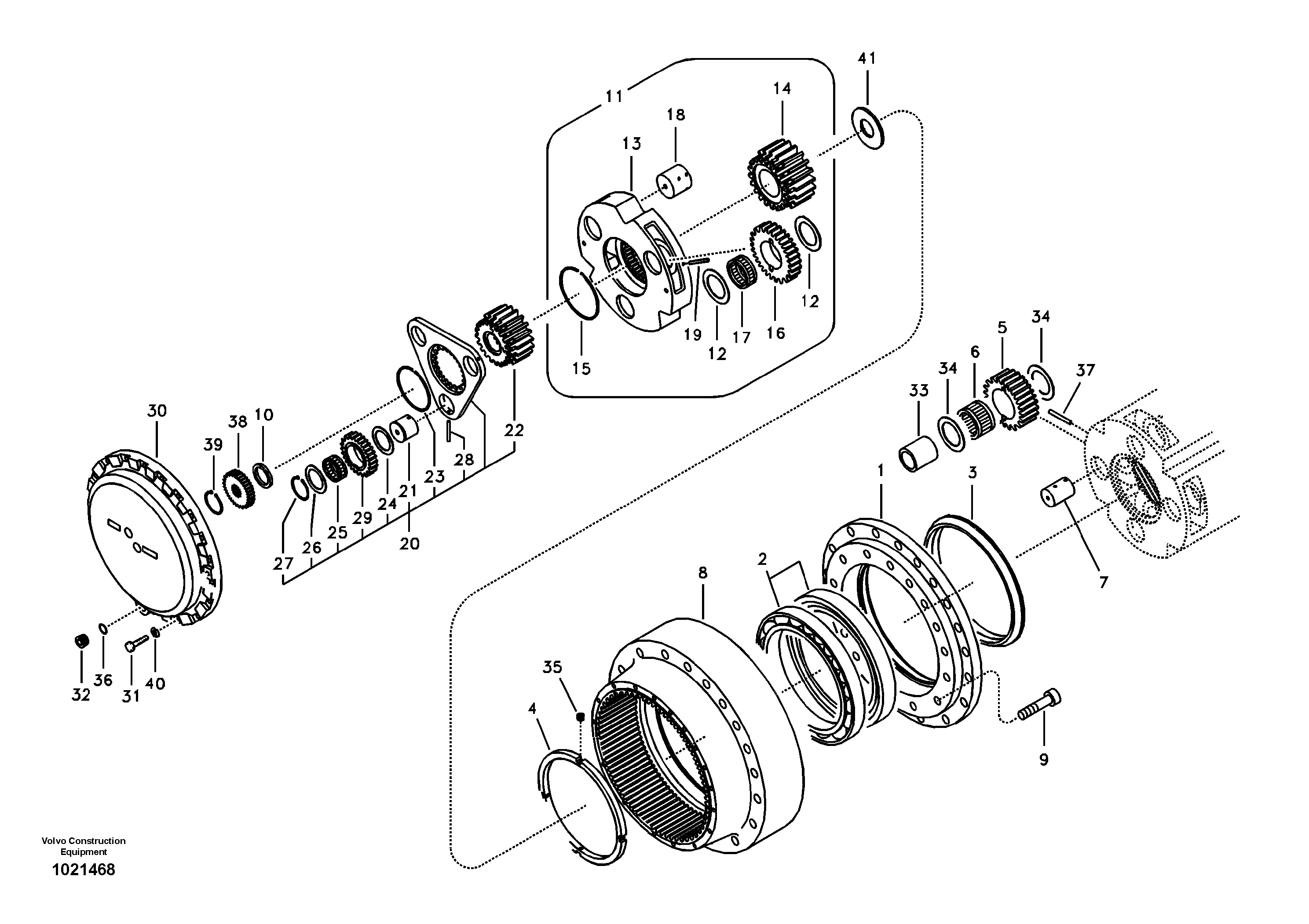 Travel gearbox — volvo parts diagram