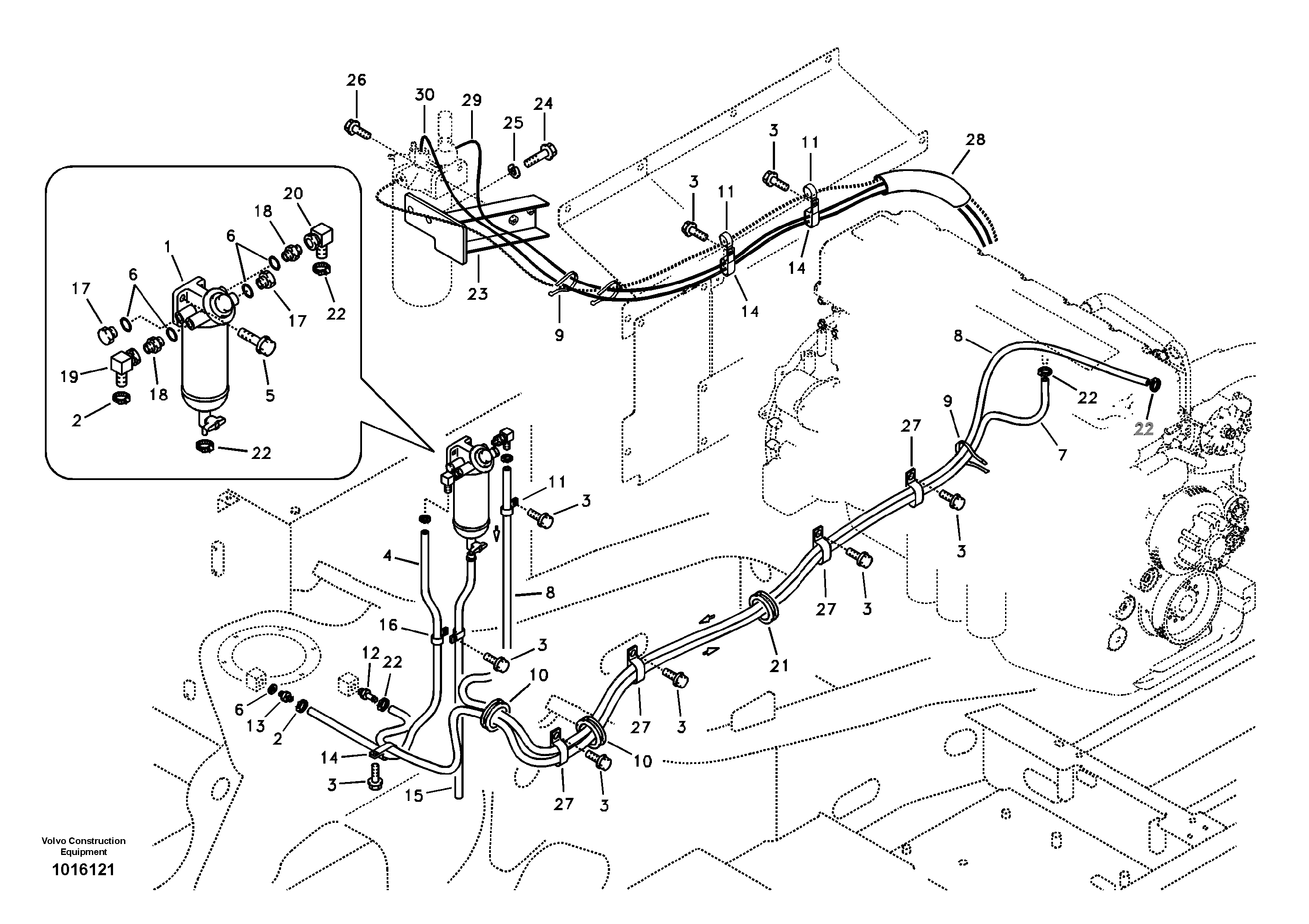 Fuel pipe - Fuel tank  D12C ENGINE — volvo parts diagram