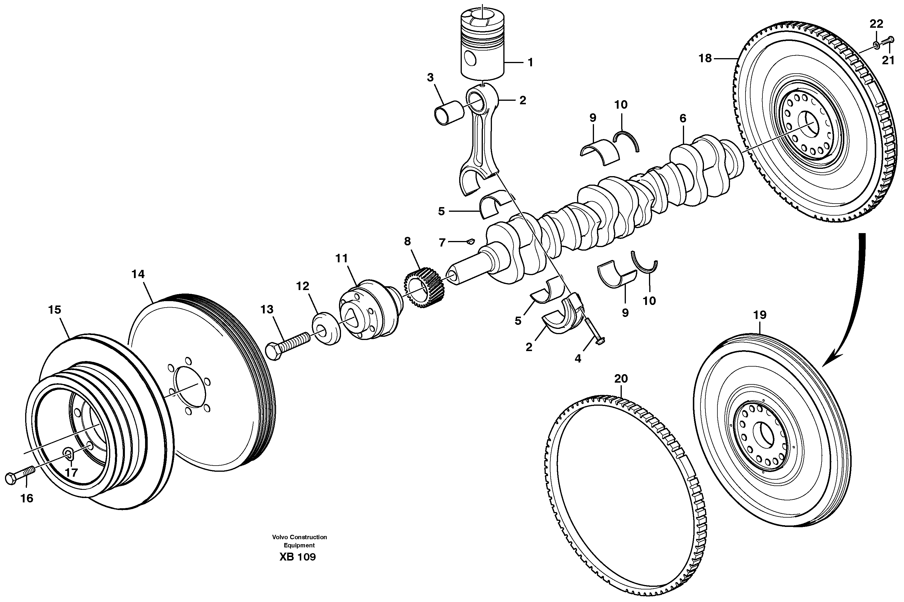 Crankshaft and related parts  D10B ENGINE — volvo parts diagram
