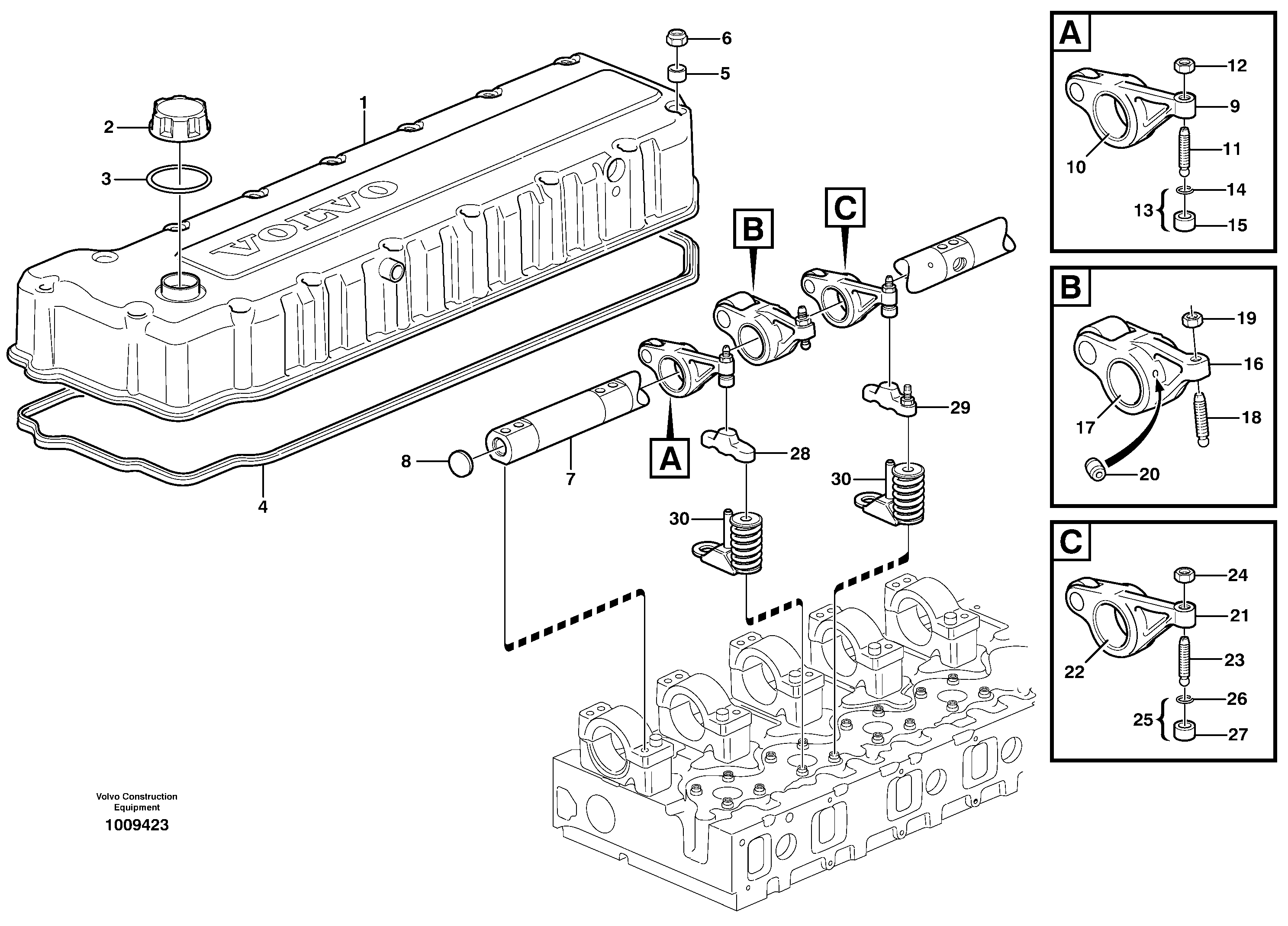 Valve mechanism  D12C ENGINE — volvo parts diagram
