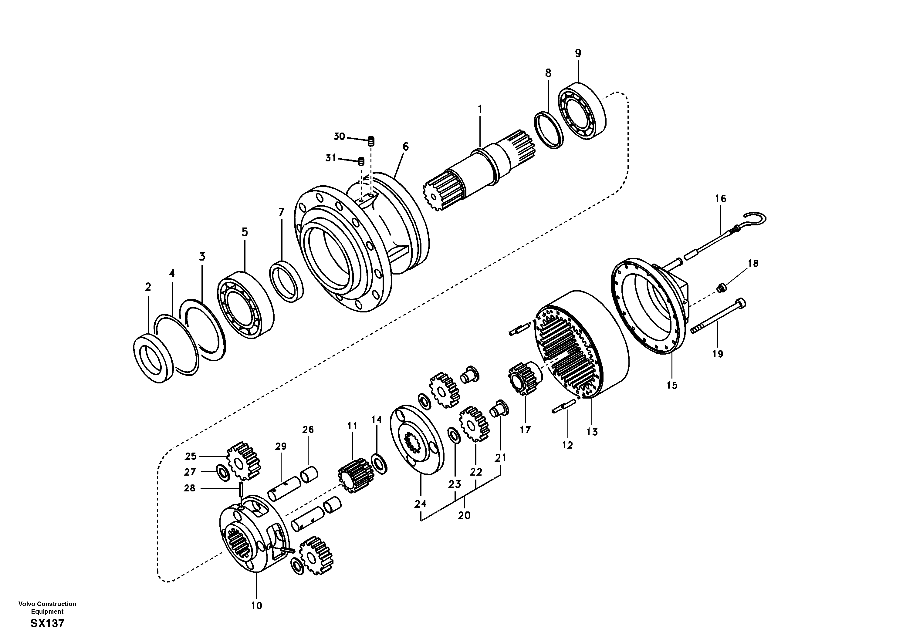Swing gearbox — volvo parts diagram