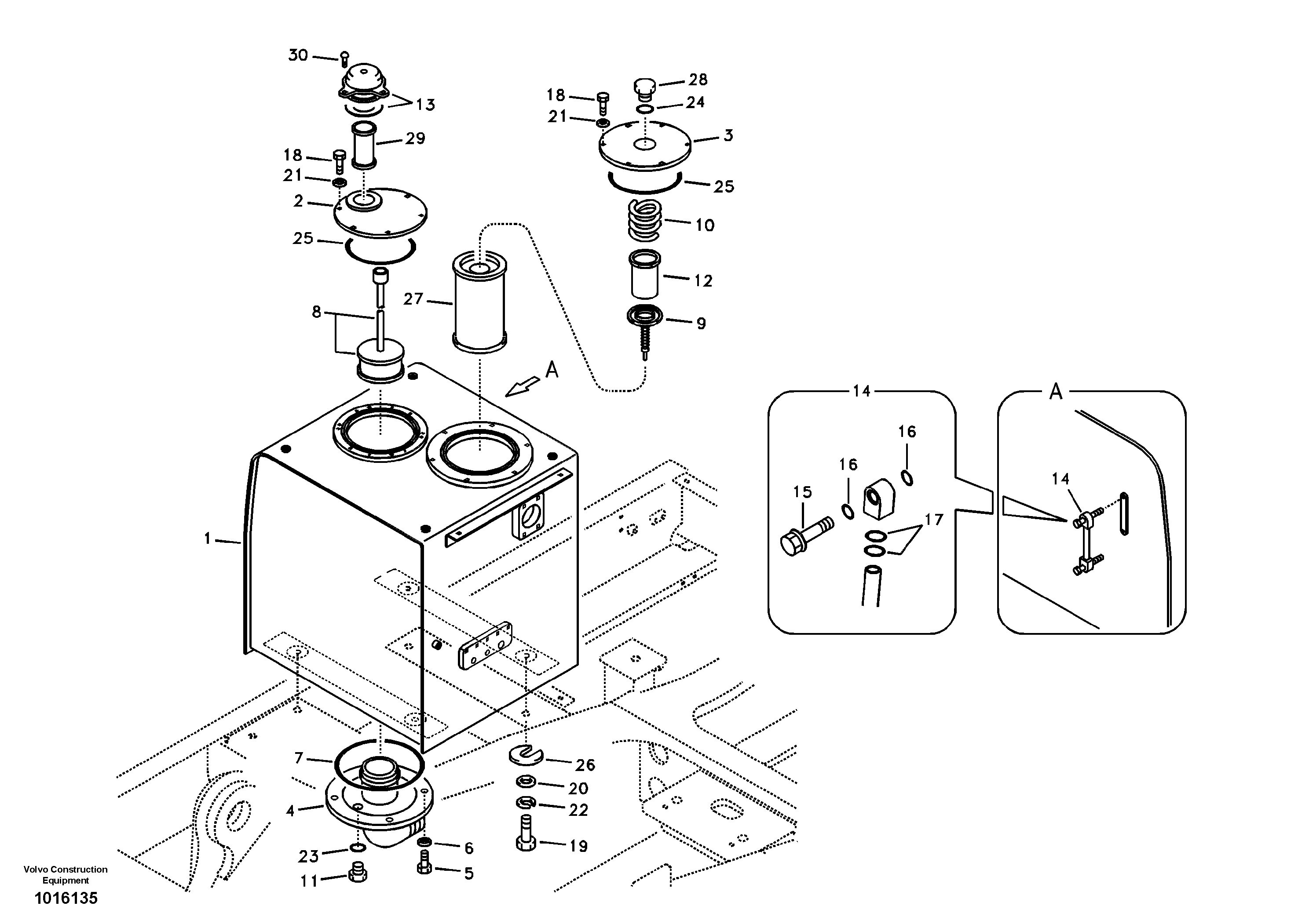Hydraulic oil tank  D12C ENGINE — volvo parts diagram