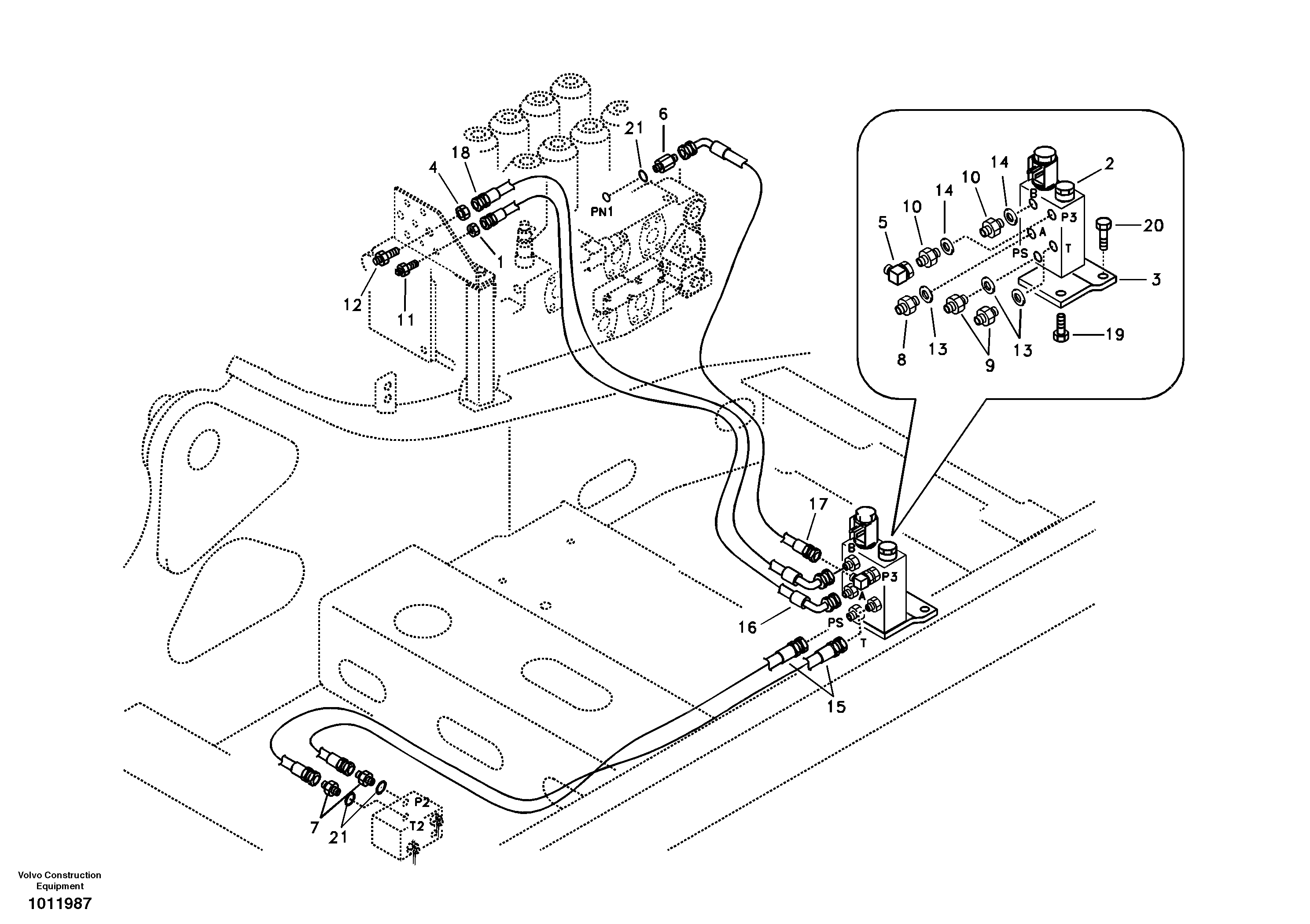 Working hydraulic, quick fit on upper frame — volvo parts diagram