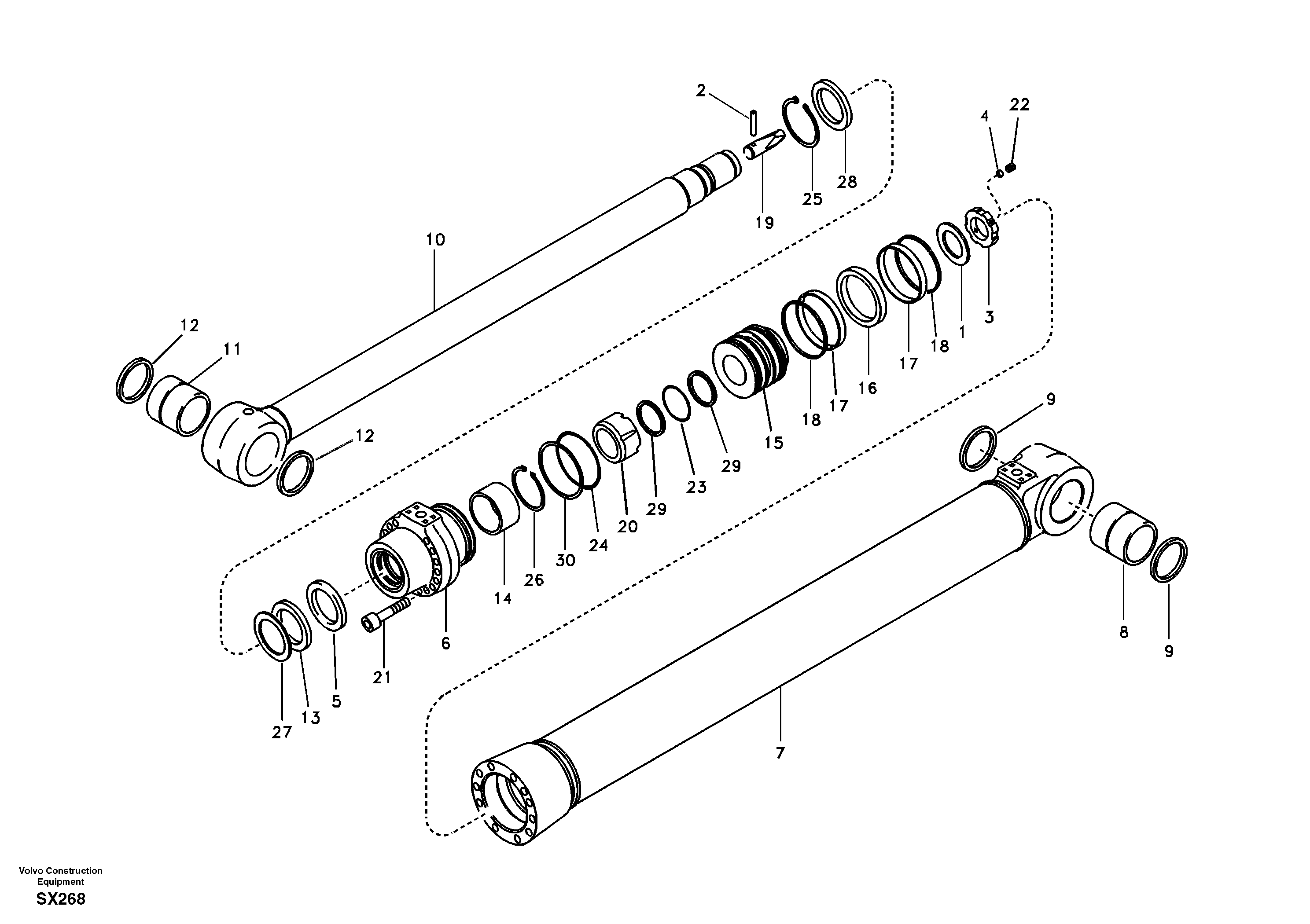 Dipper arm cylinder — volvo parts diagram