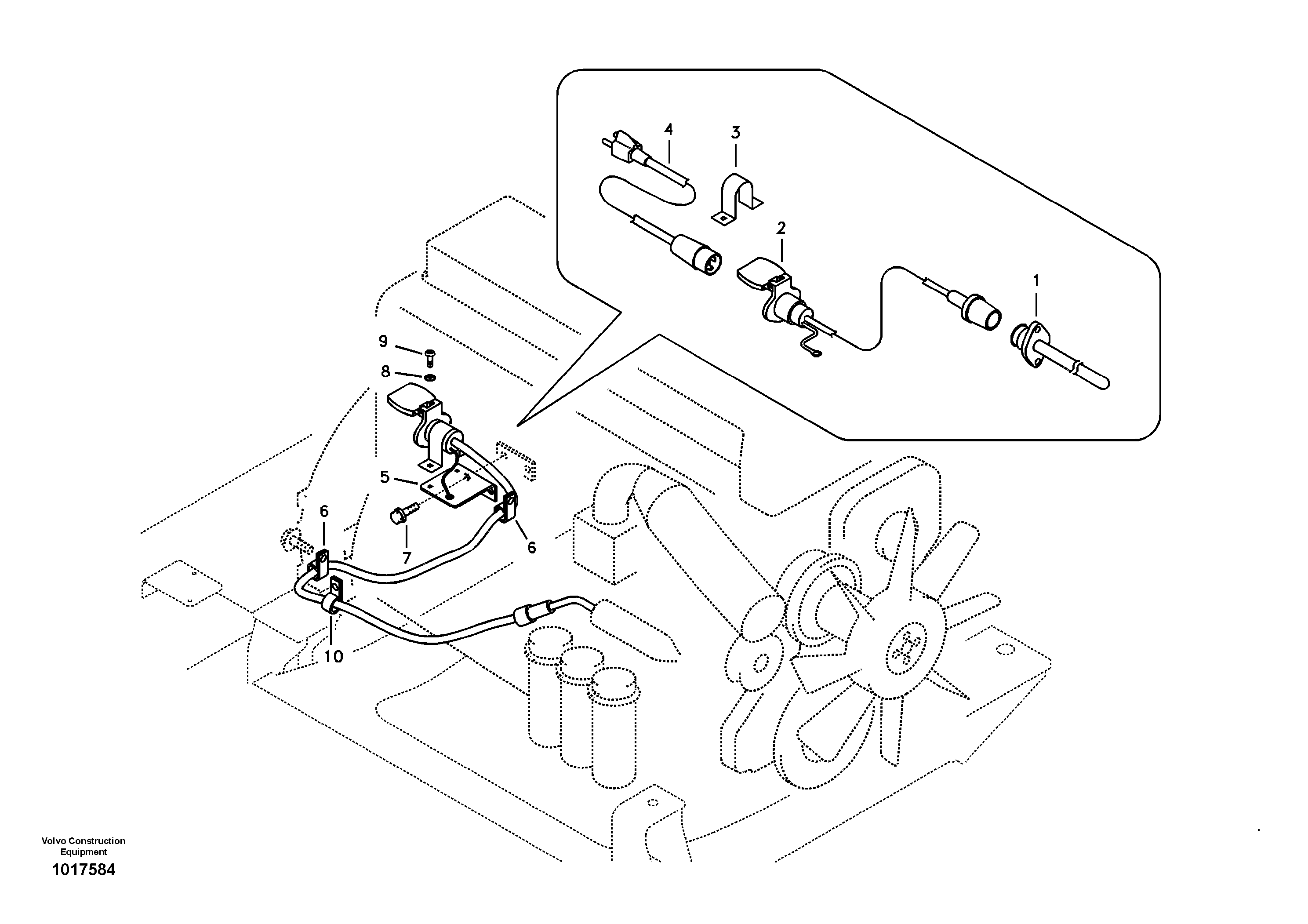 Engine block heater — volvo parts diagram