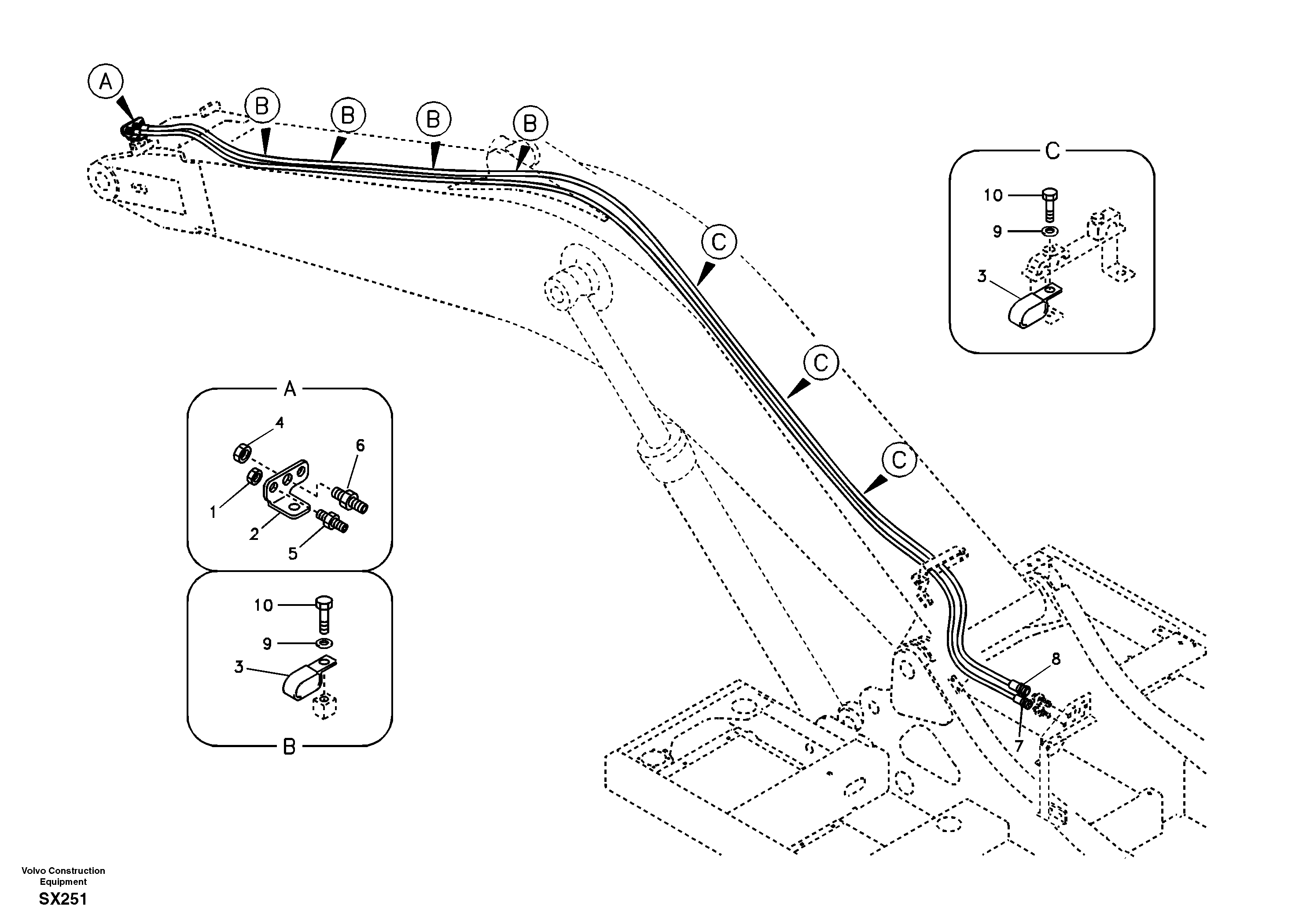 Working hydraulic, quick fit on boom — volvo parts diagram