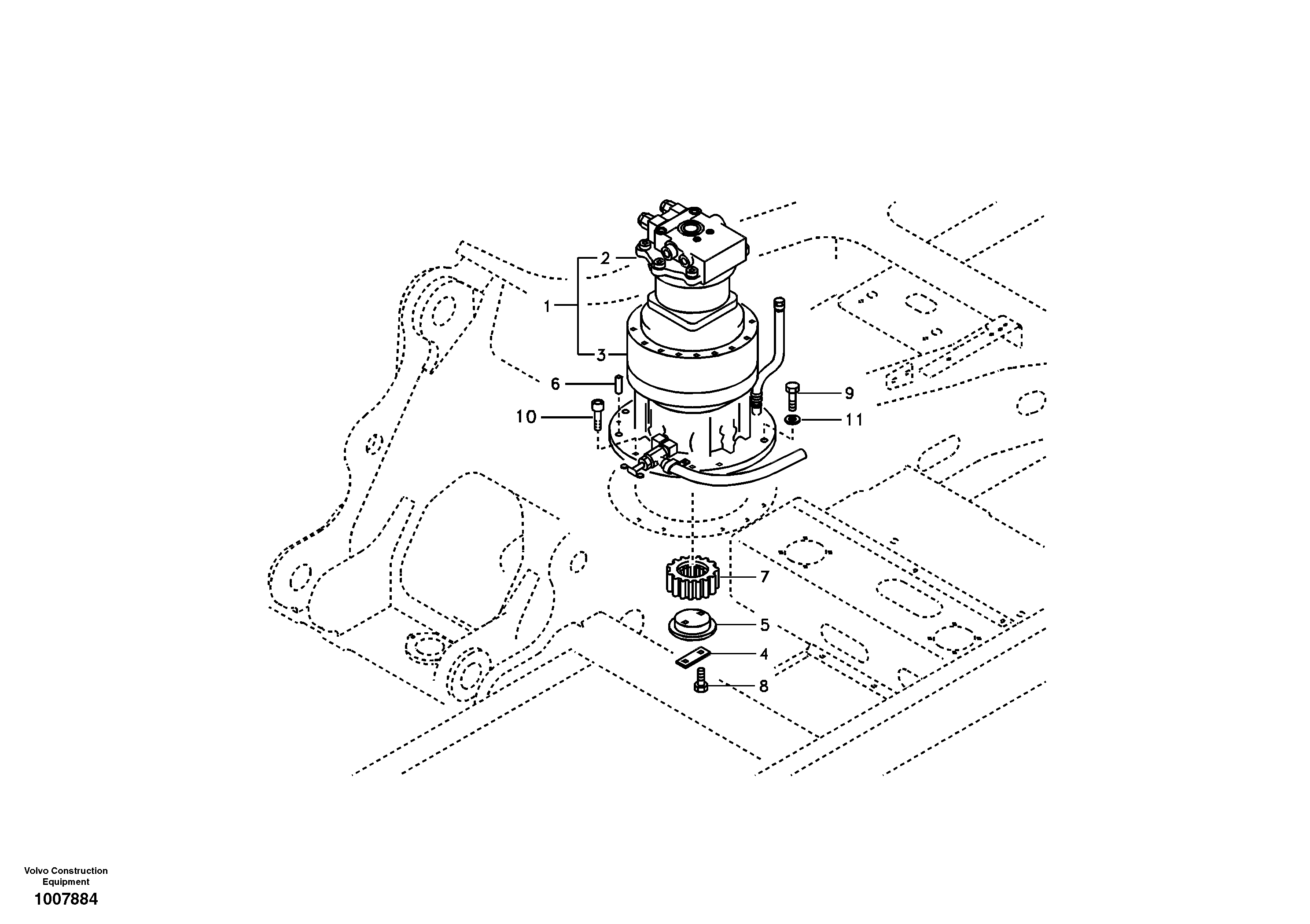 Swing motor with mounting parts — volvo parts diagram