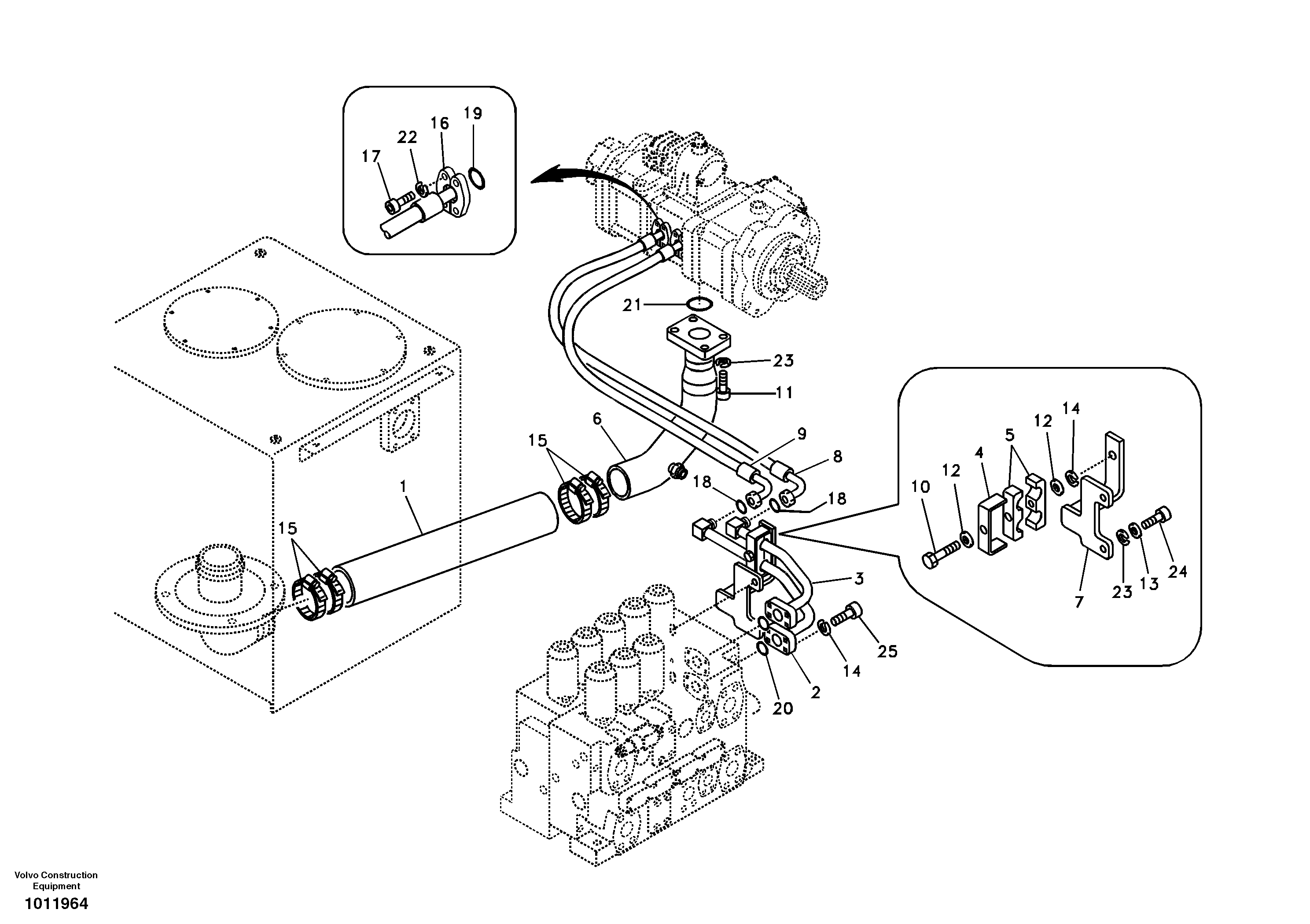 Hydraulic system, hydraulic tank to hydraulic pump — volvo parts diagram