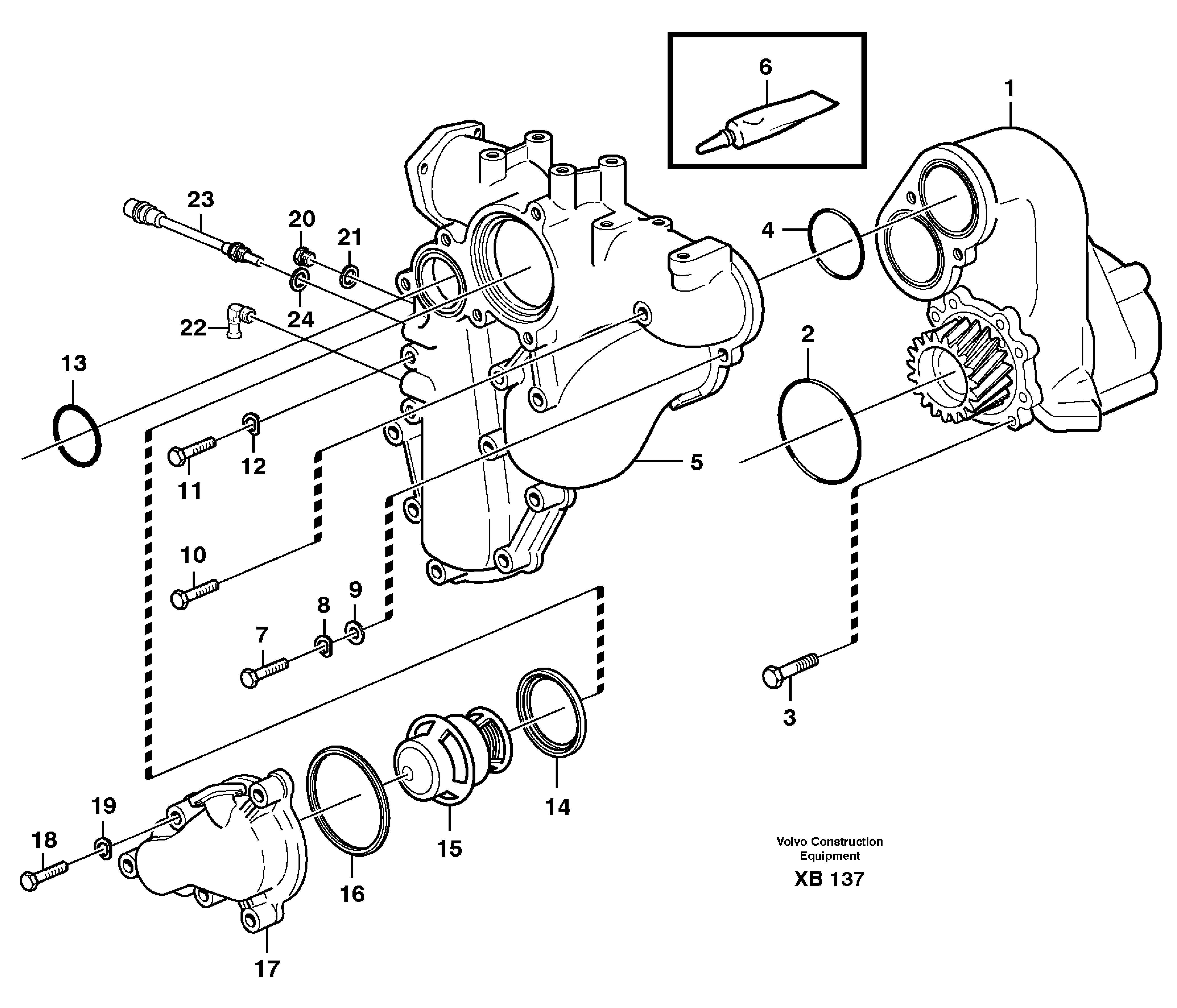 Water pump and thermostat housing  D10B ENGINE — volvo parts diagram
