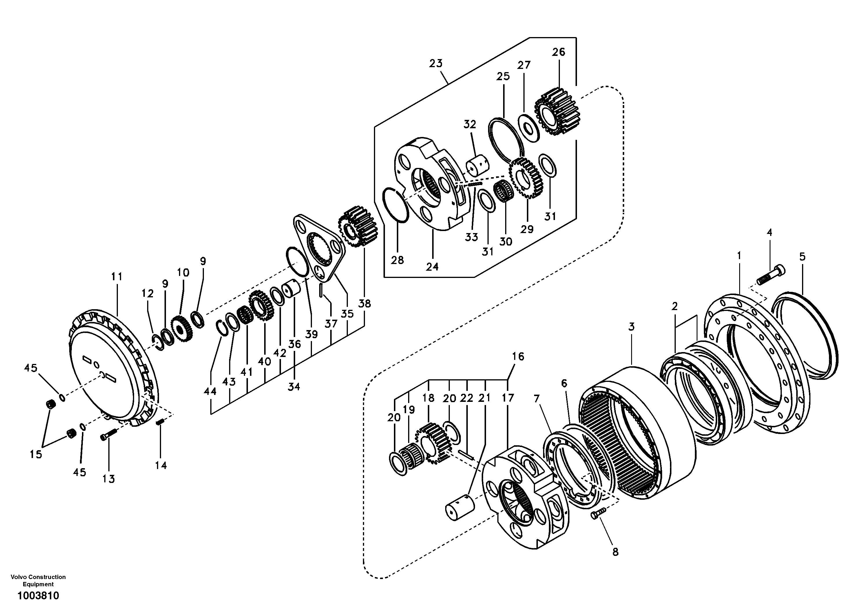 Travel gearbox — volvo parts diagram