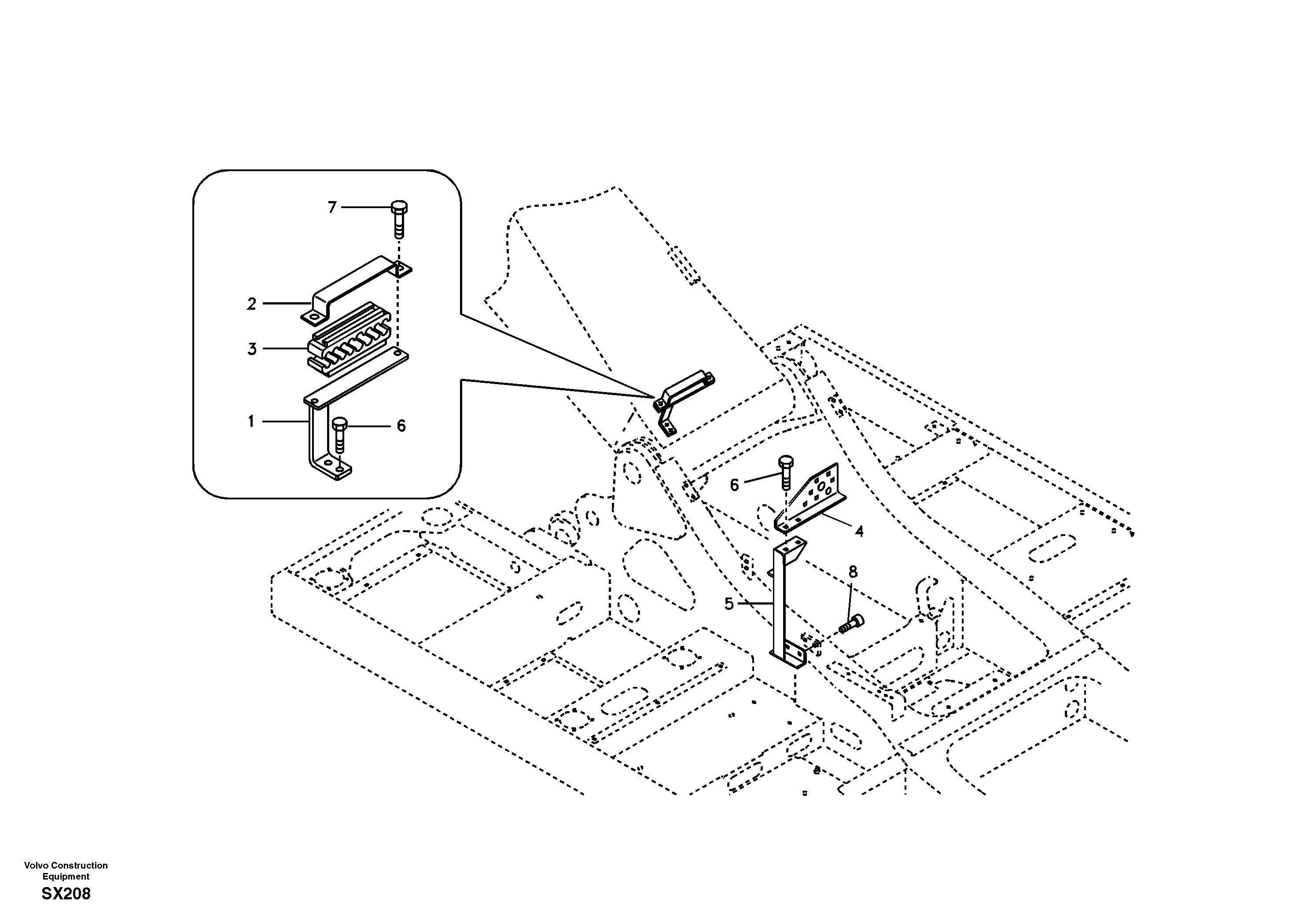 Hydraulic lines bracket-quickfit, rotator, hose repture — volvo parts diagram