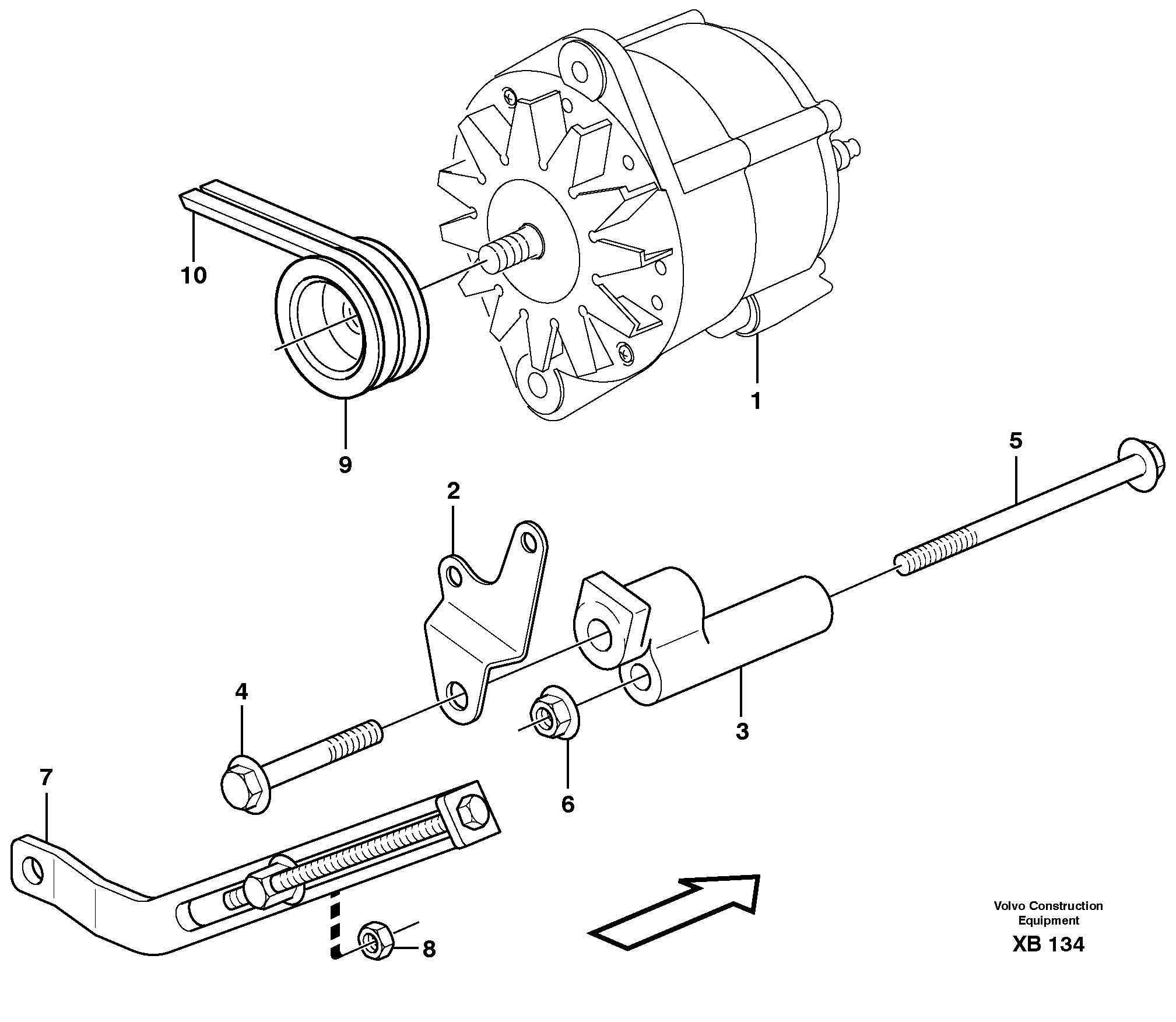Alternator with assembling details D10B ENGINE — volvo parts diagram