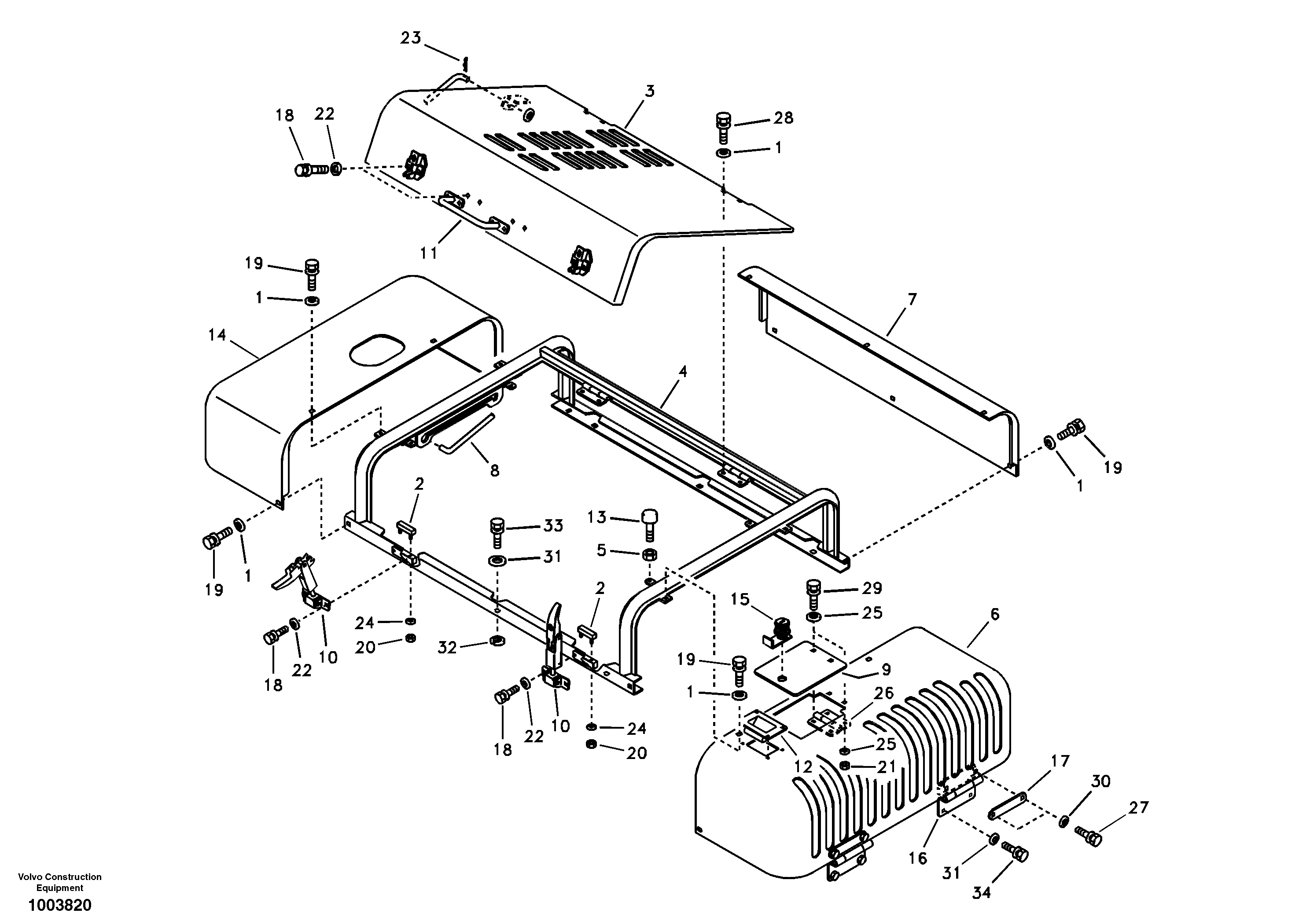 Cowl frame, cover and hood  D10B ENGINE — volvo parts diagram