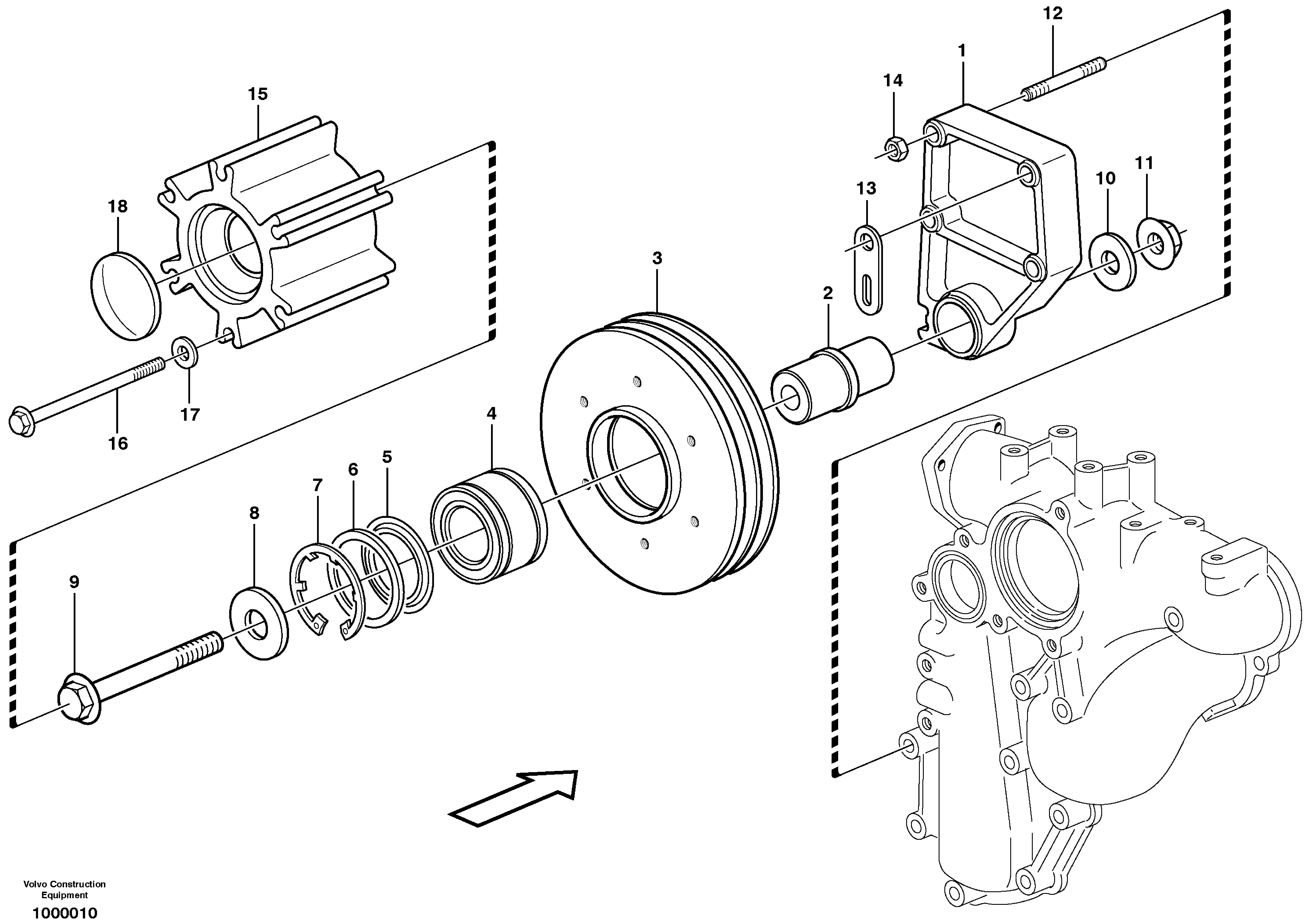 Belt transmission, pulley  D10B ENGINE — volvo parts diagram