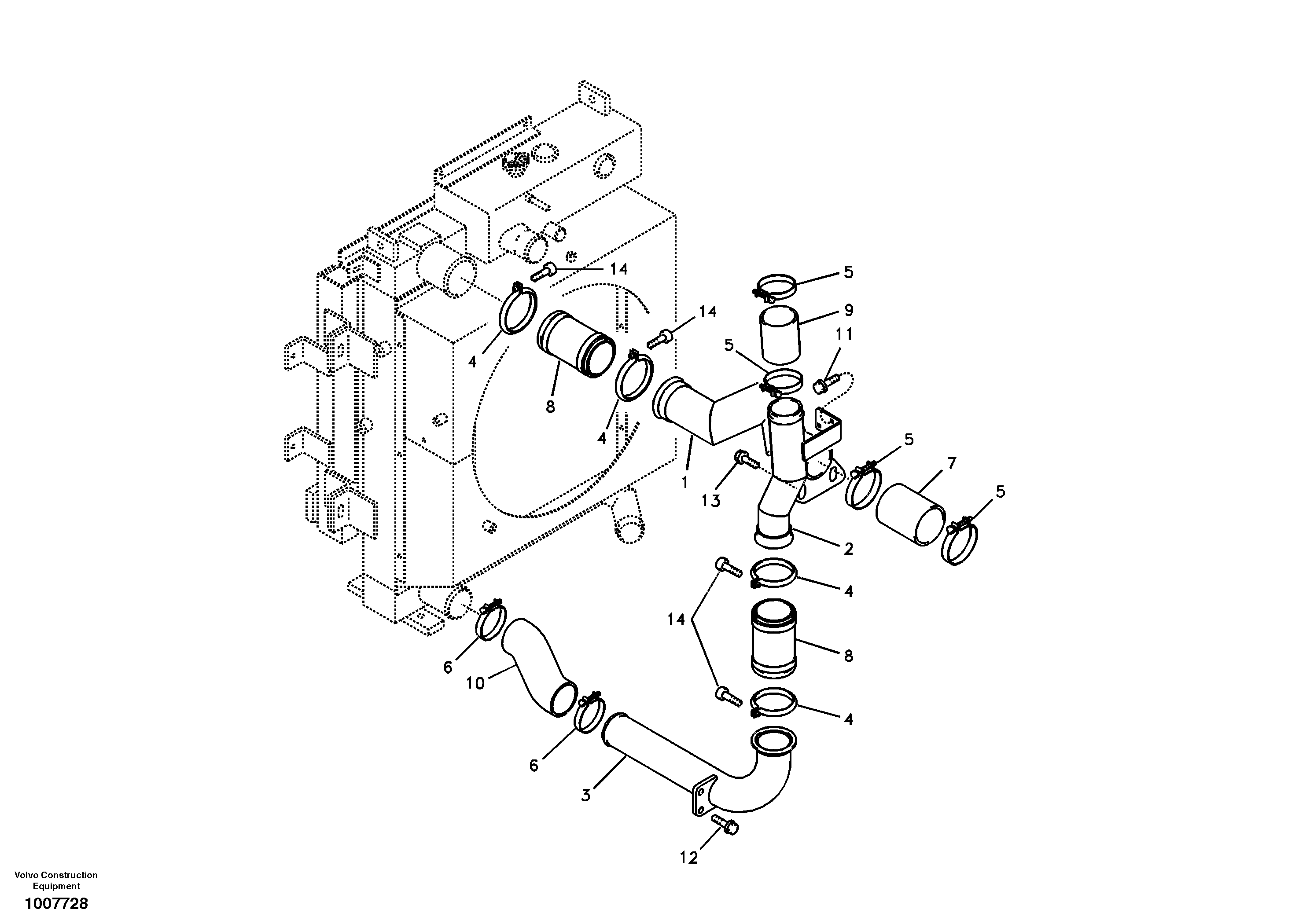 Charge air cooler, plumbing — volvo parts diagram