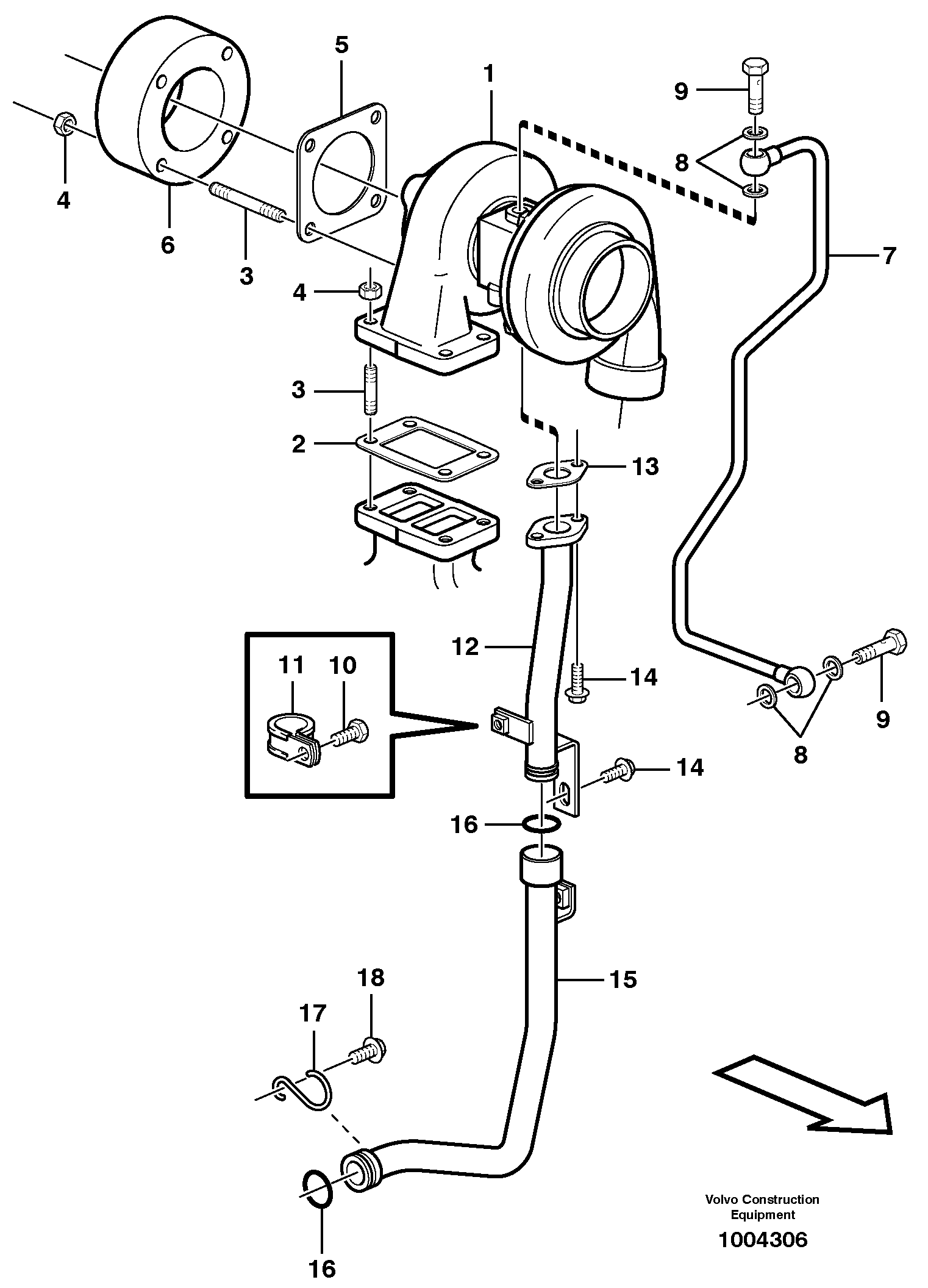 Turbocharger with fitting parts — volvo parts diagram