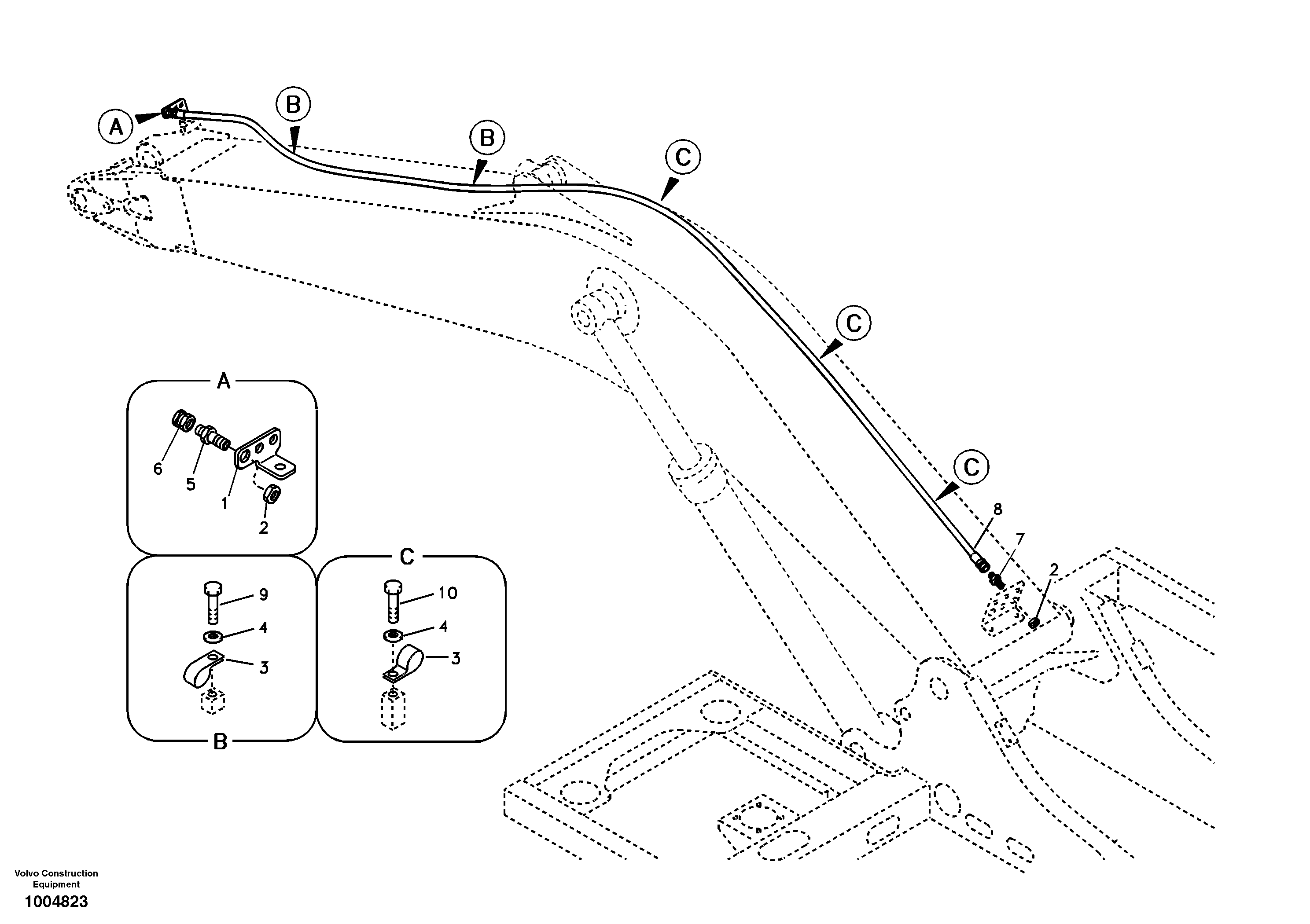 Working hydraulic, oil leak on boom — volvo parts diagram