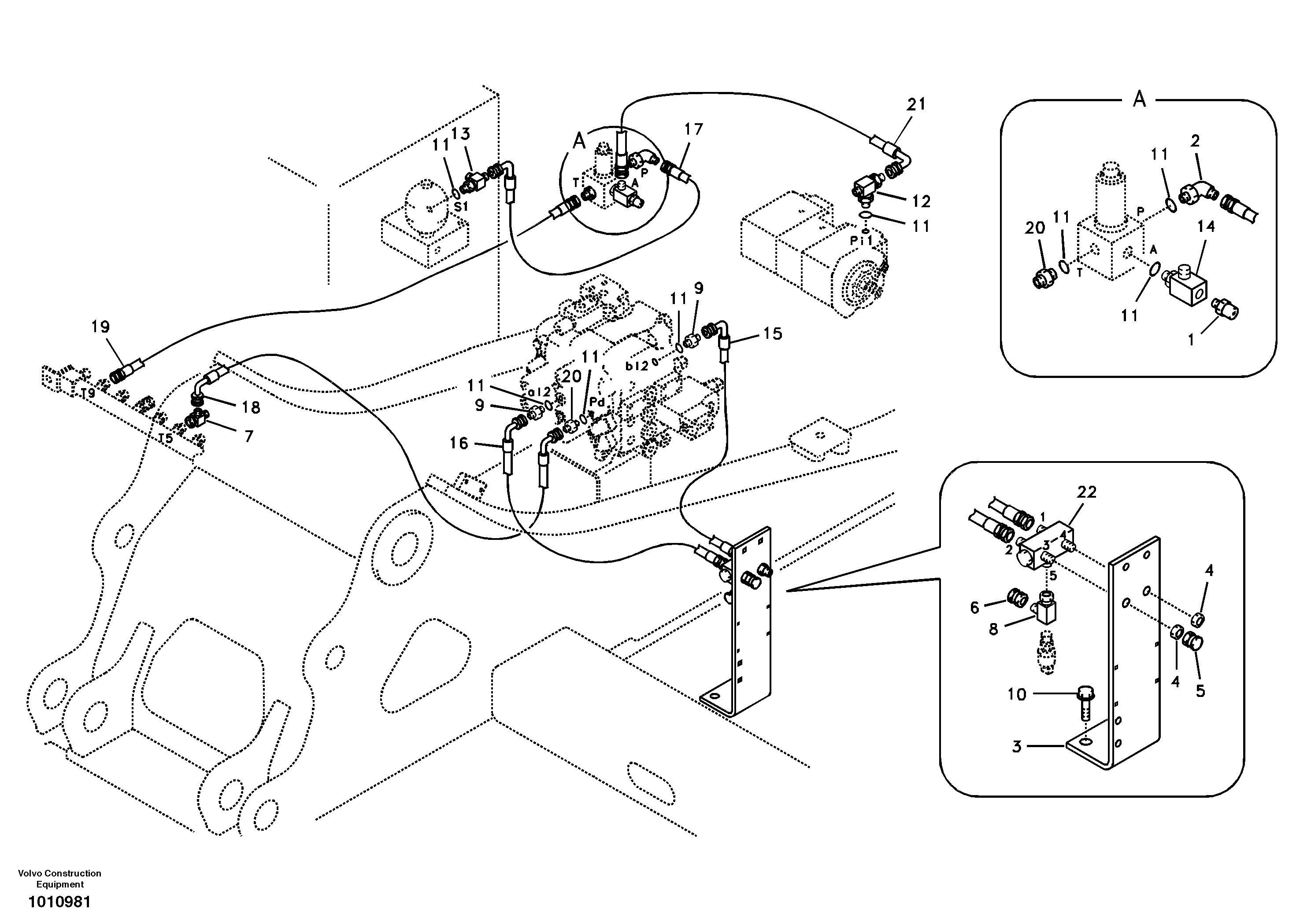 Working hydraulic, hammer and shear for 1st pump flow — volvo parts diagram