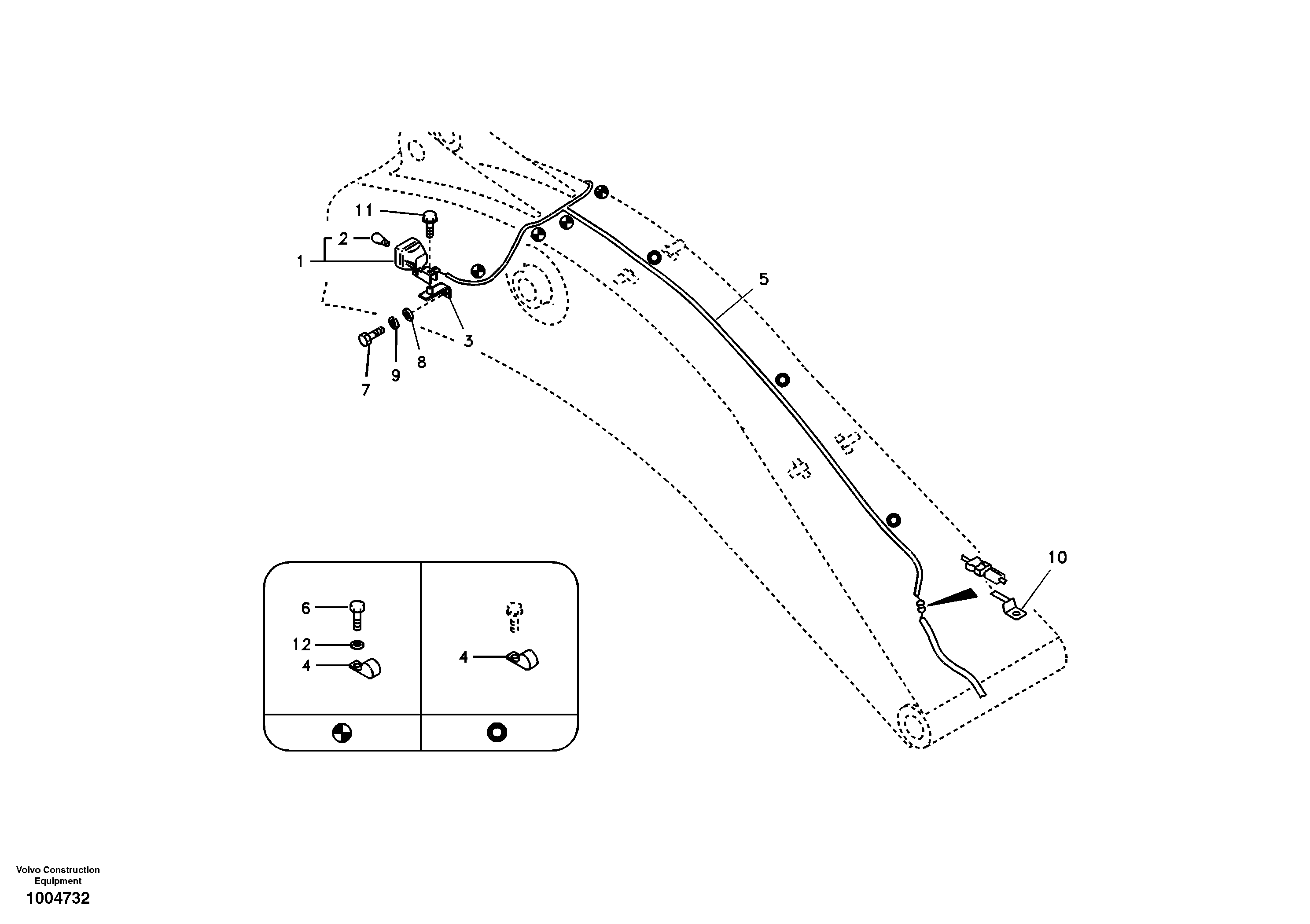 Working lamp on boom — volvo parts diagram