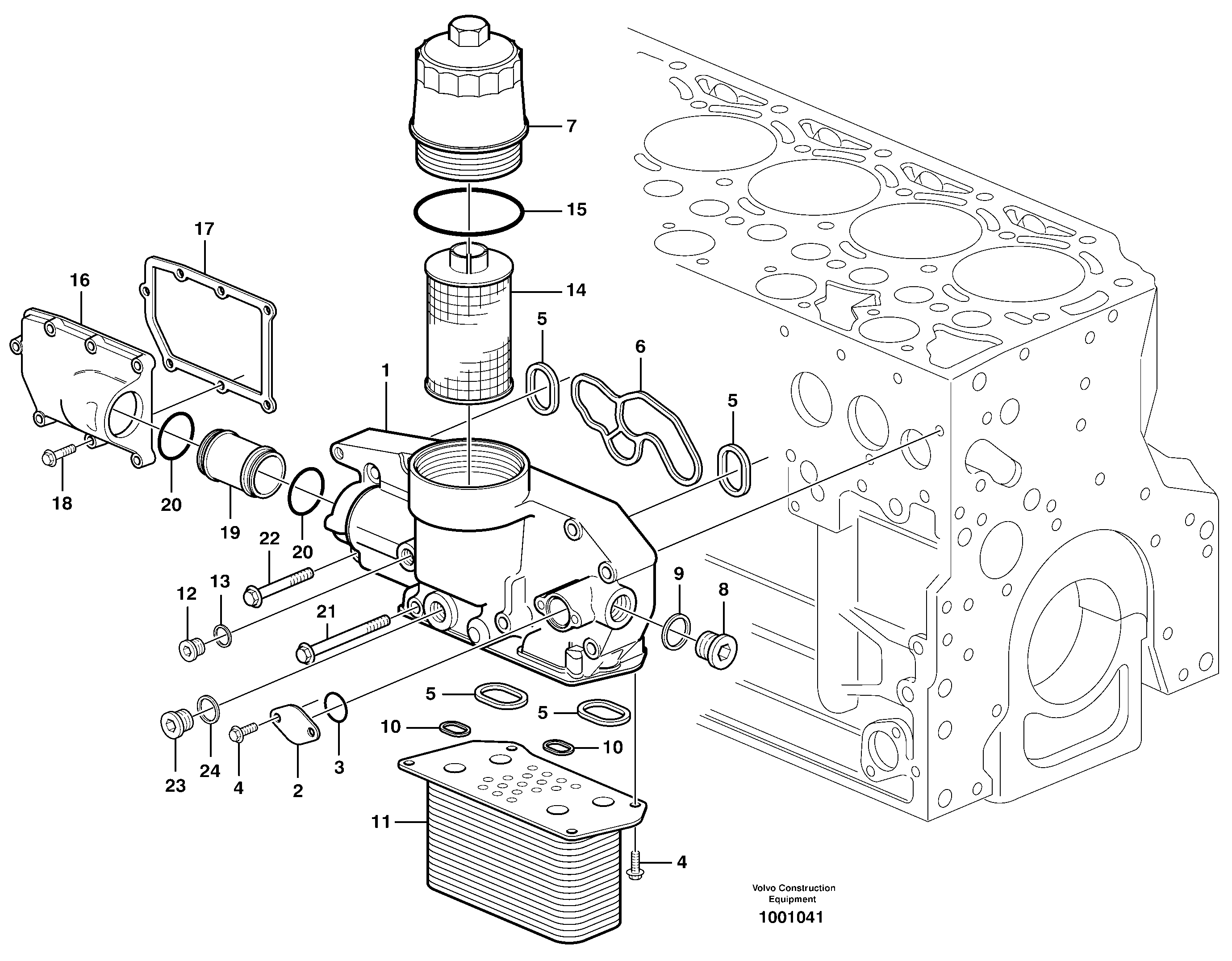 Oil cooler — volvo parts diagram