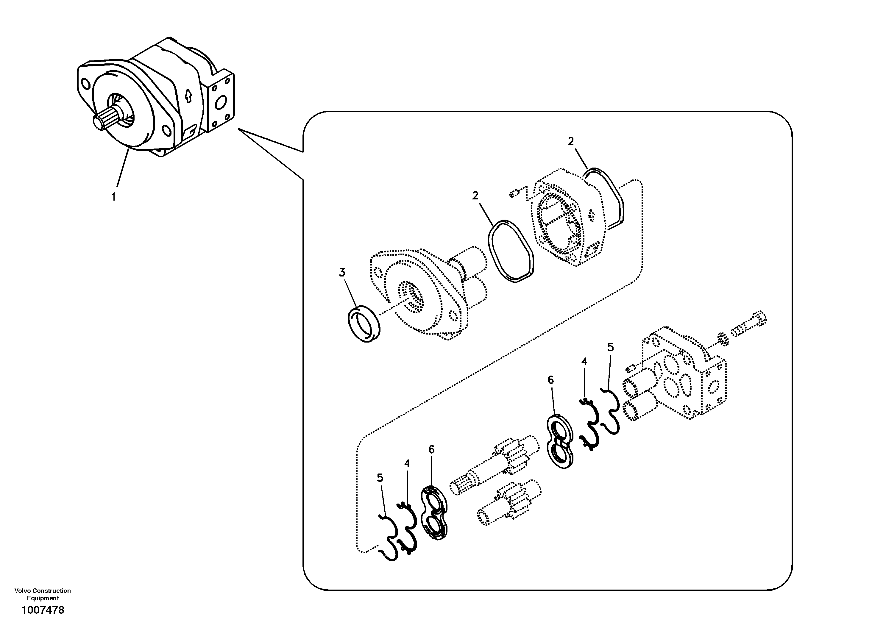 Hydraulic gear pump for quickfit and rotator — volvo parts diagram