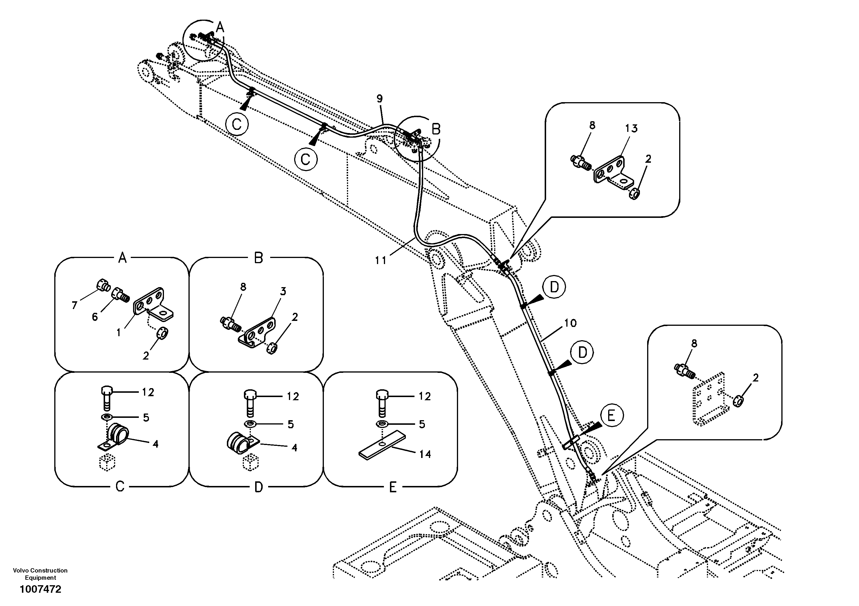 Working hydraulic, oil leak on adjustable boom — volvo parts diagram