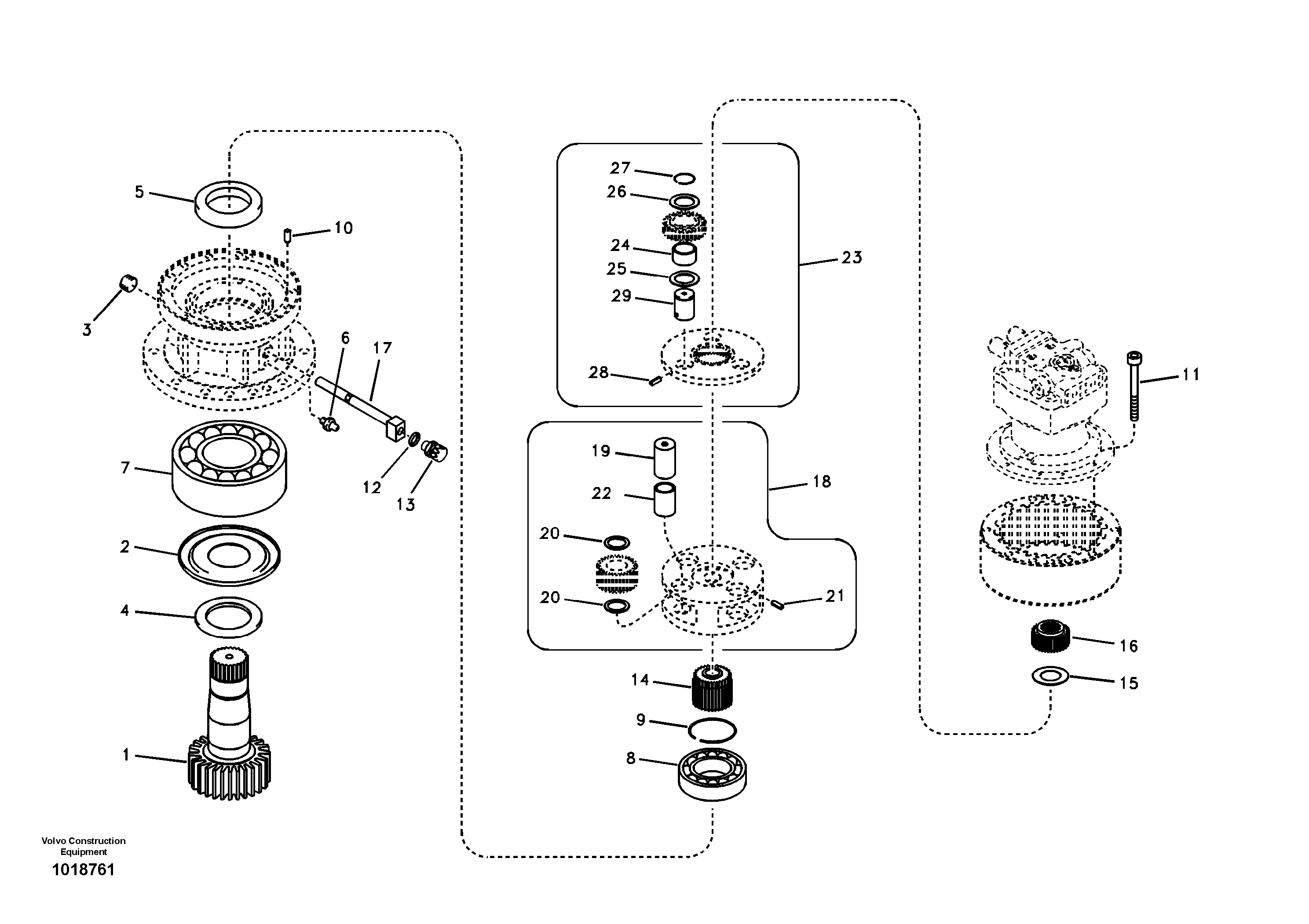 Swing gearbox — volvo parts diagram