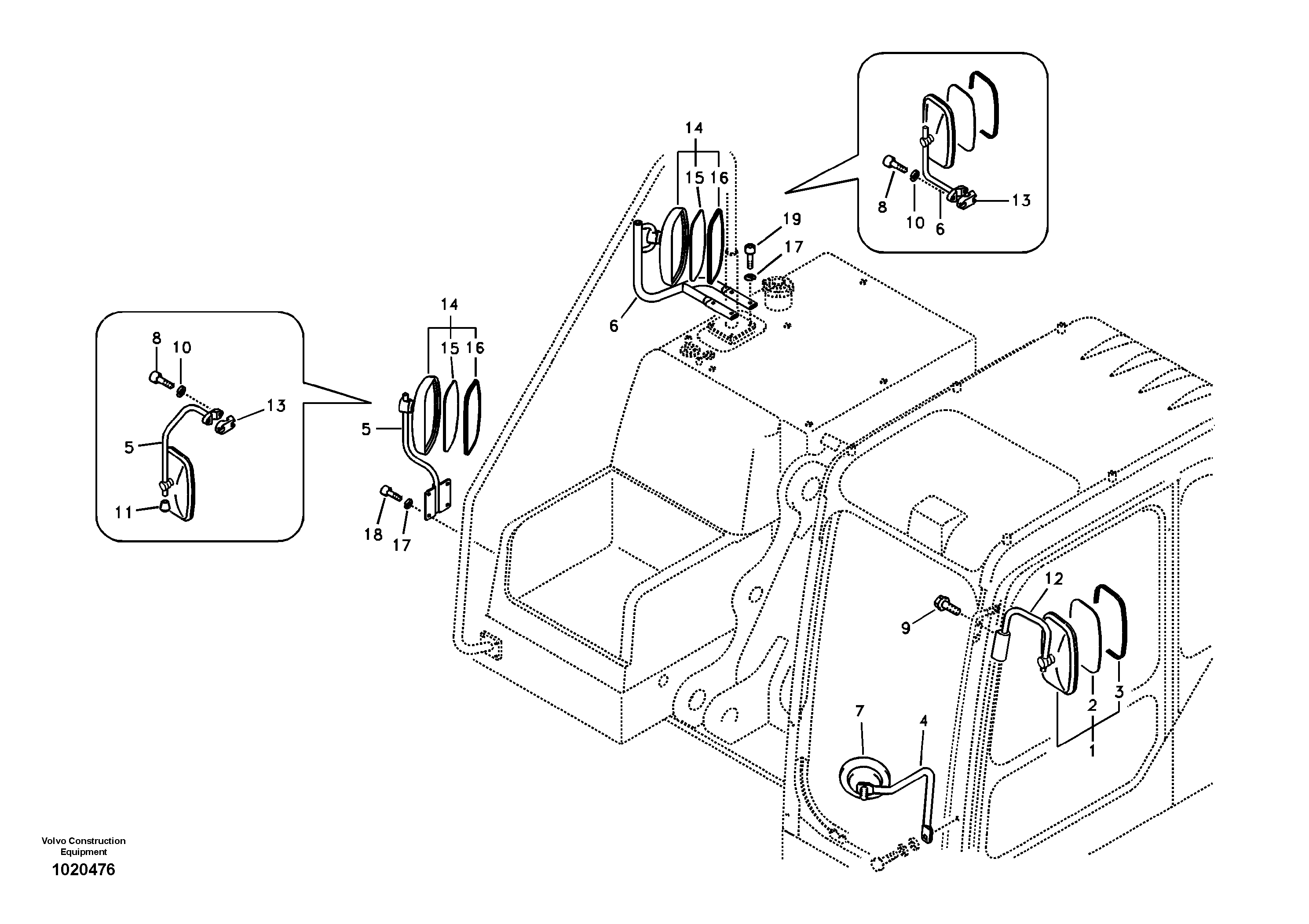 Rear view mirror — volvo parts diagram