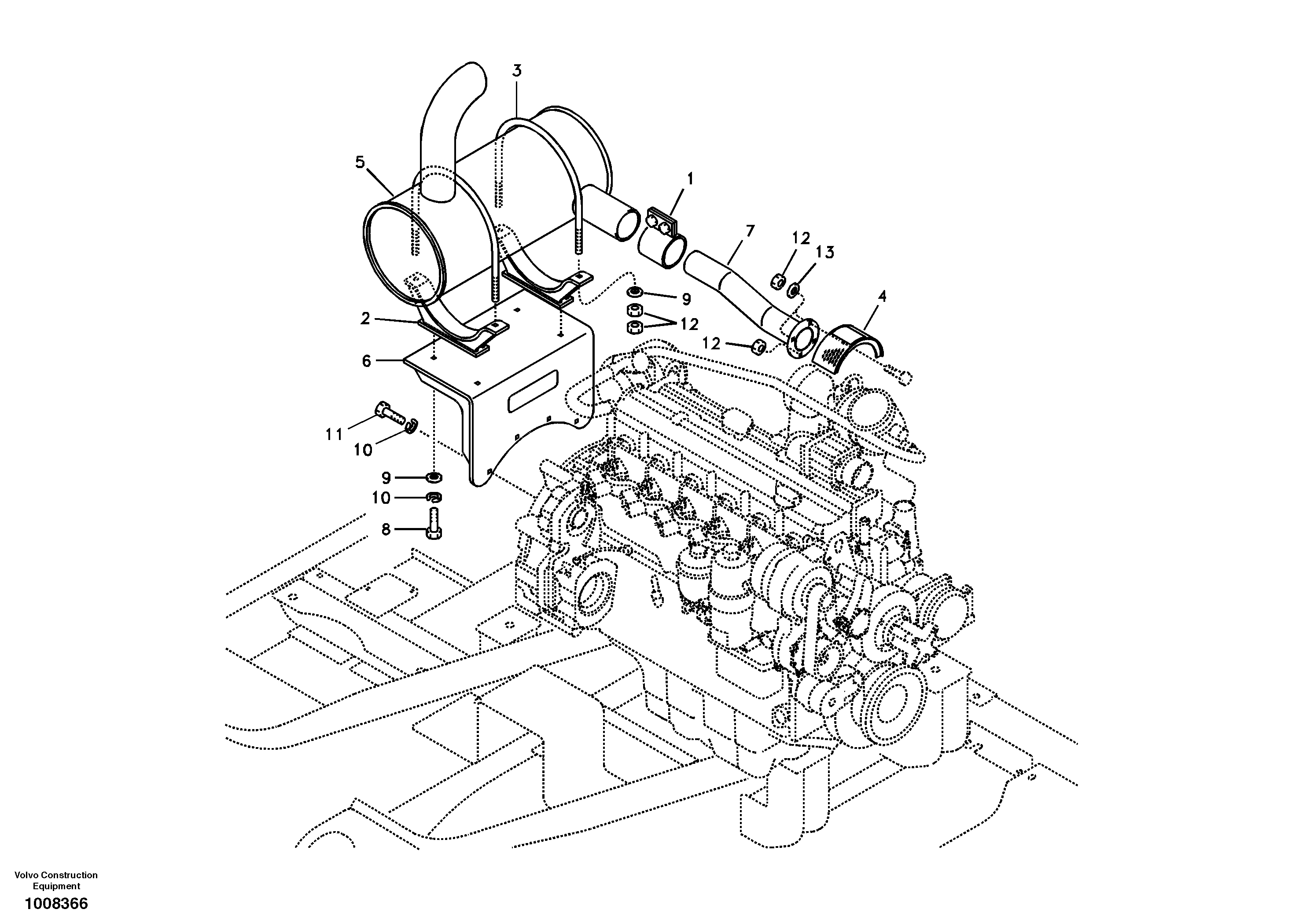 Exhaust system — volvo parts diagram