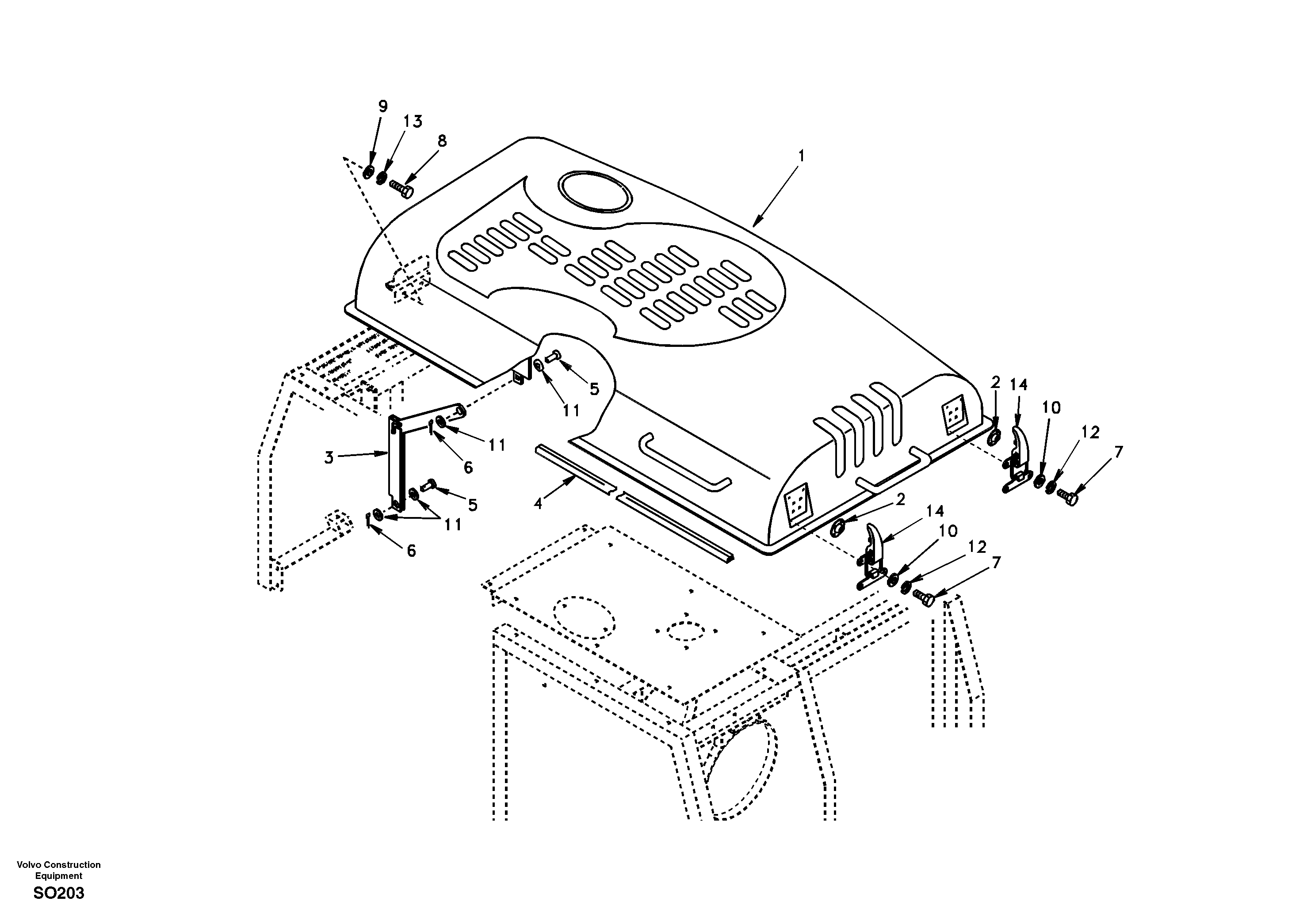 Cowl frame, cover and hood — volvo parts diagram