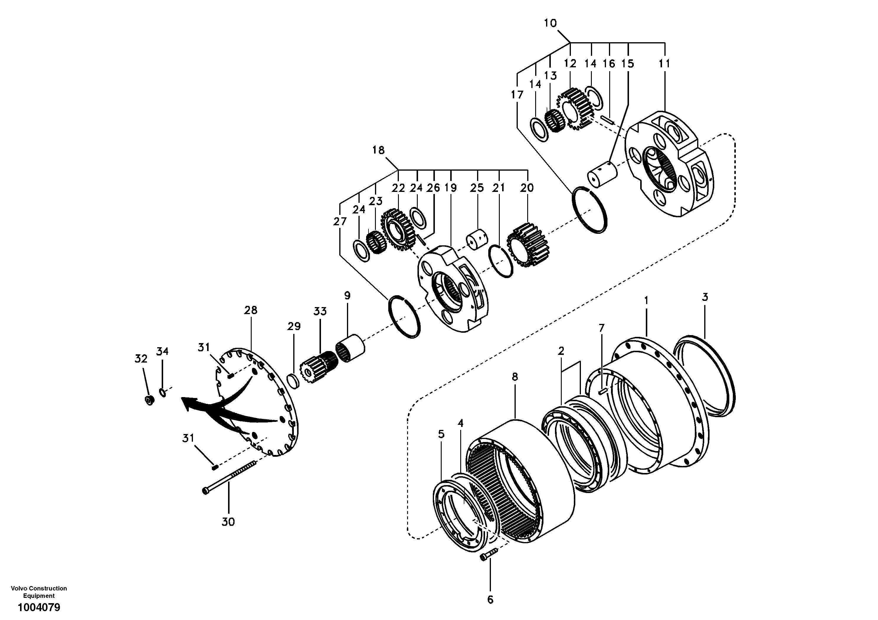 Travel gearbox — volvo parts diagram