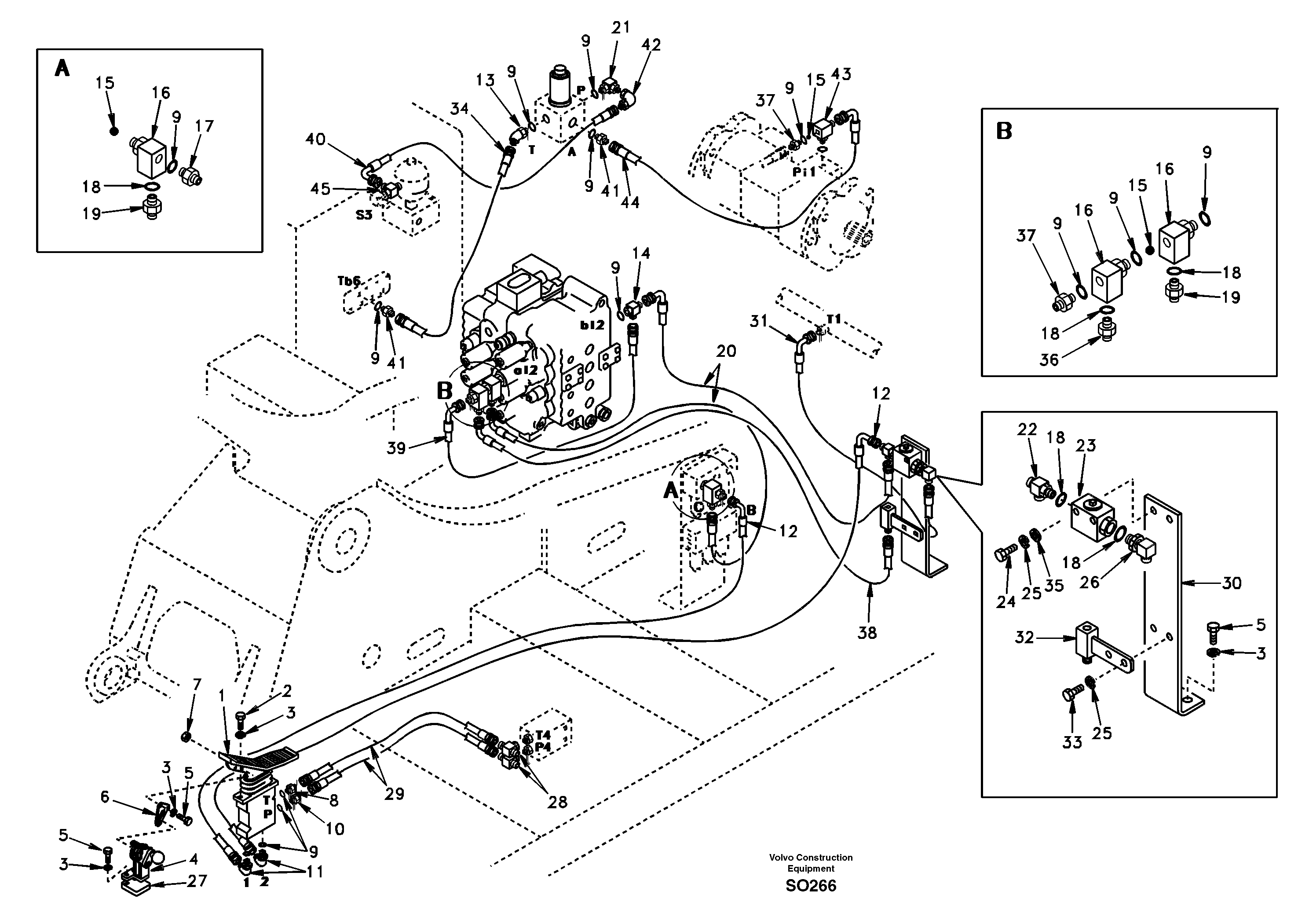 Working hydraulic, hammer and shear for 1st pump flow — volvo parts diagram