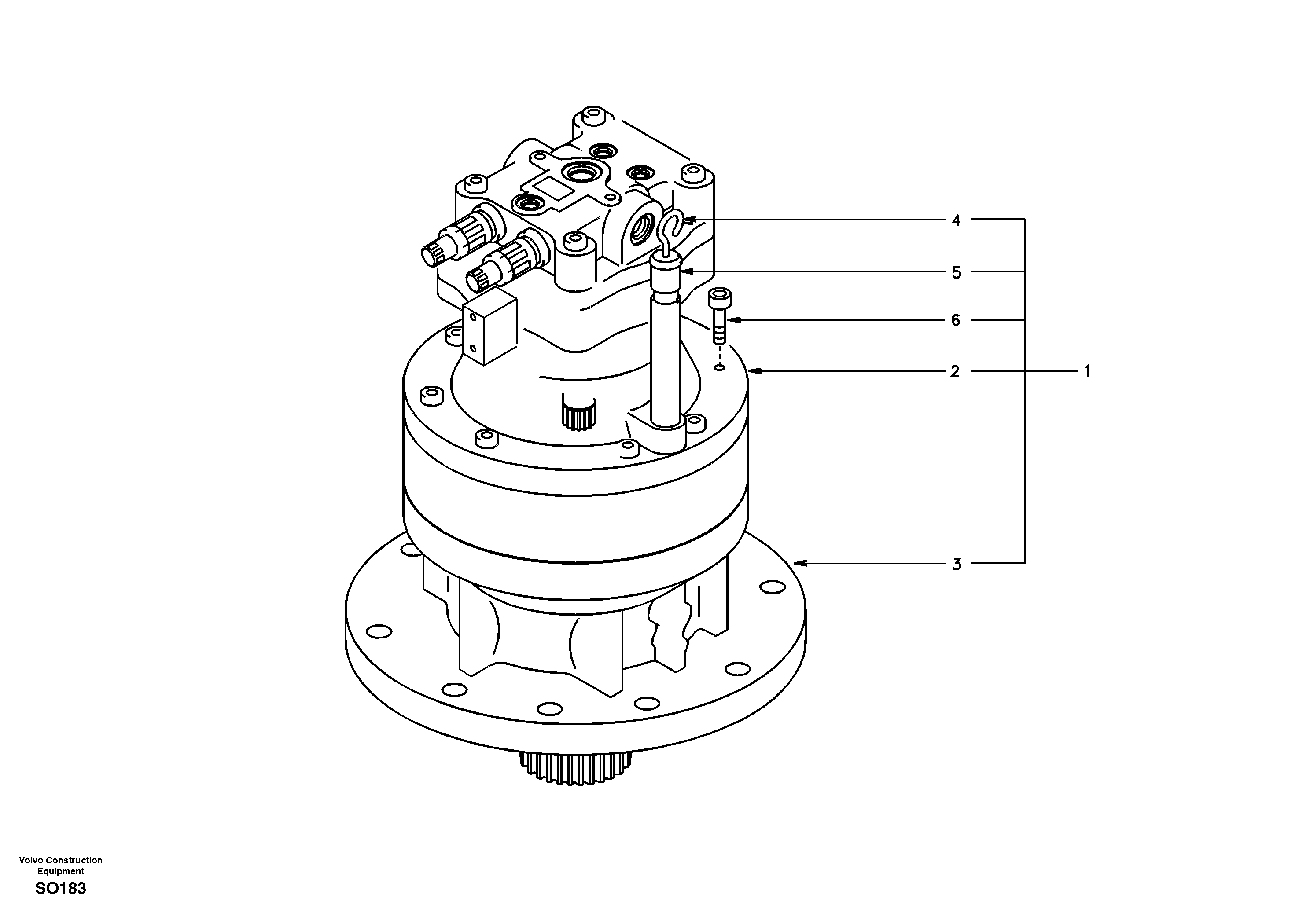 Swing motor with mounting parts — volvo parts diagram