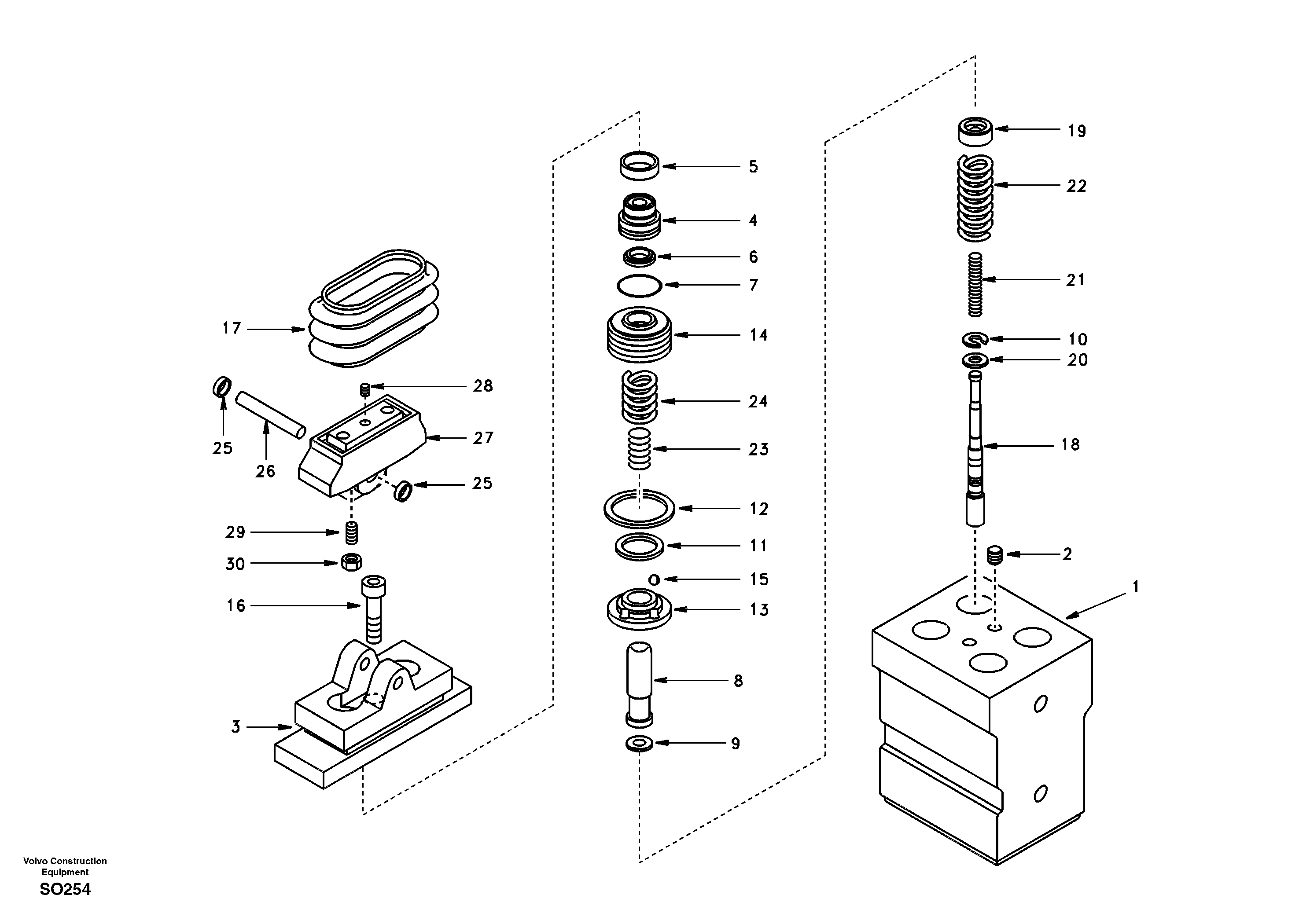 Remote control valve pedal, travel motor — volvo parts diagram