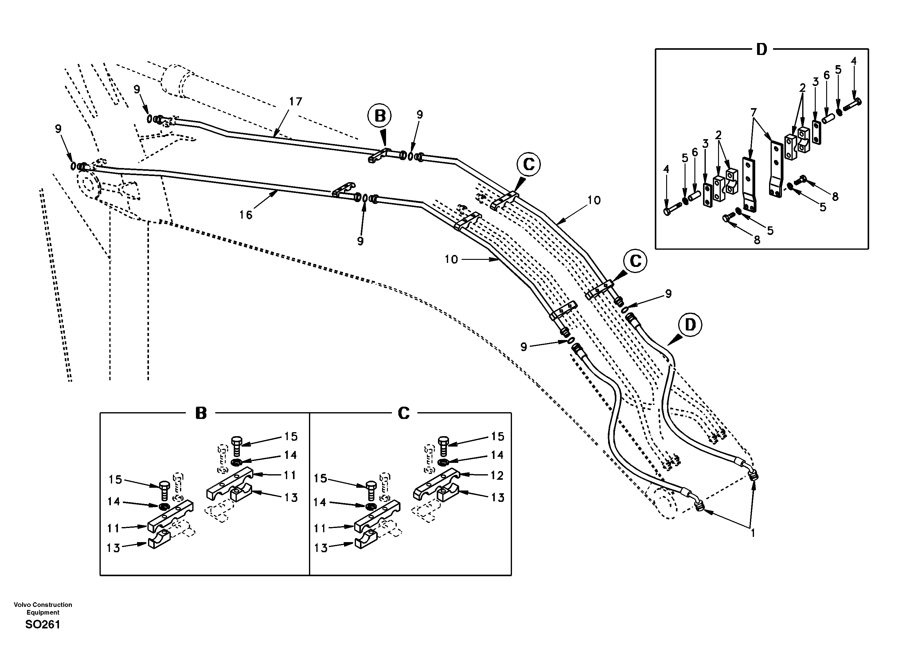 Working hydraulic, hammer and shear for boom — volvo parts diagram