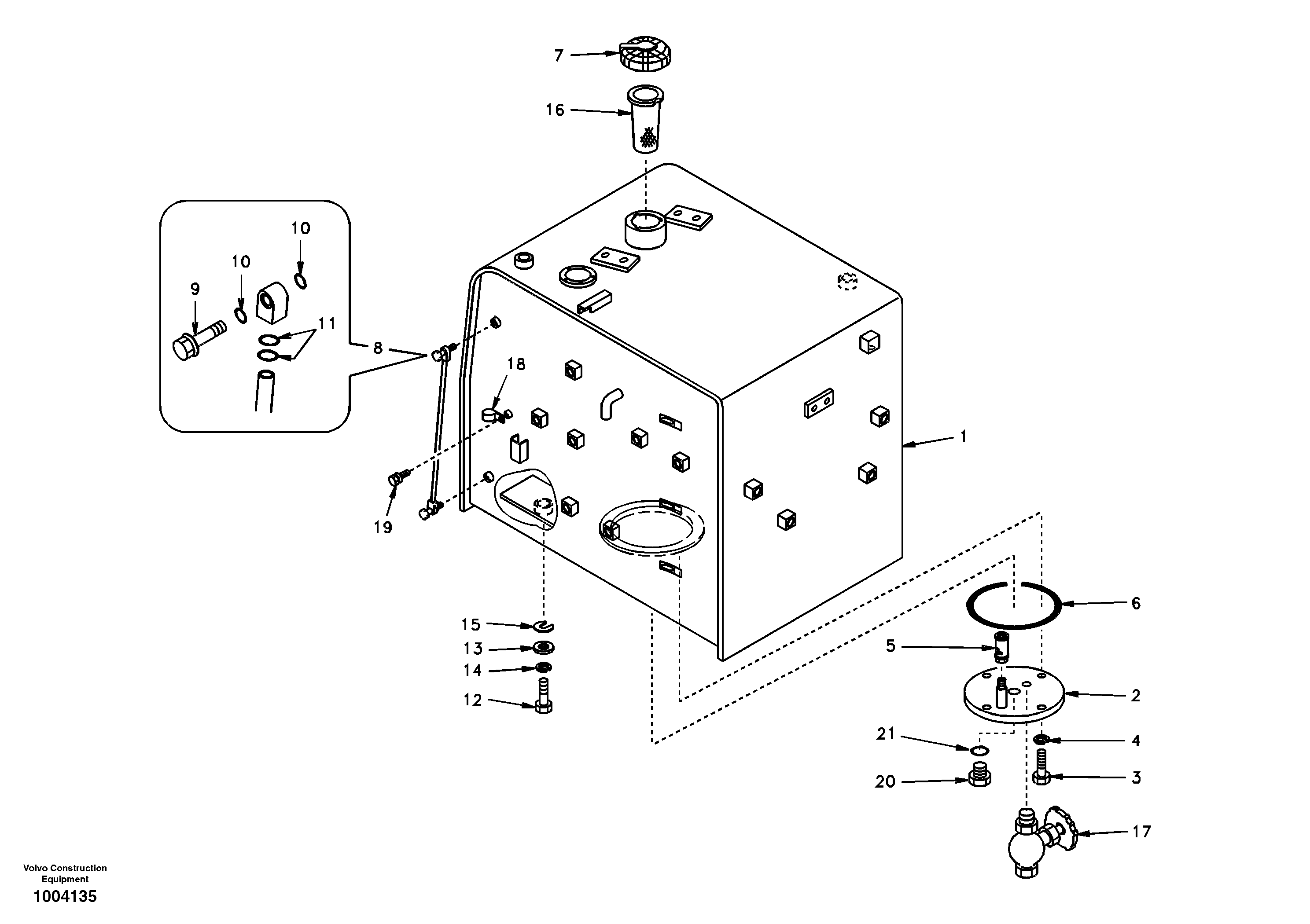 Fuel tank with fitting parts — volvo parts diagram
