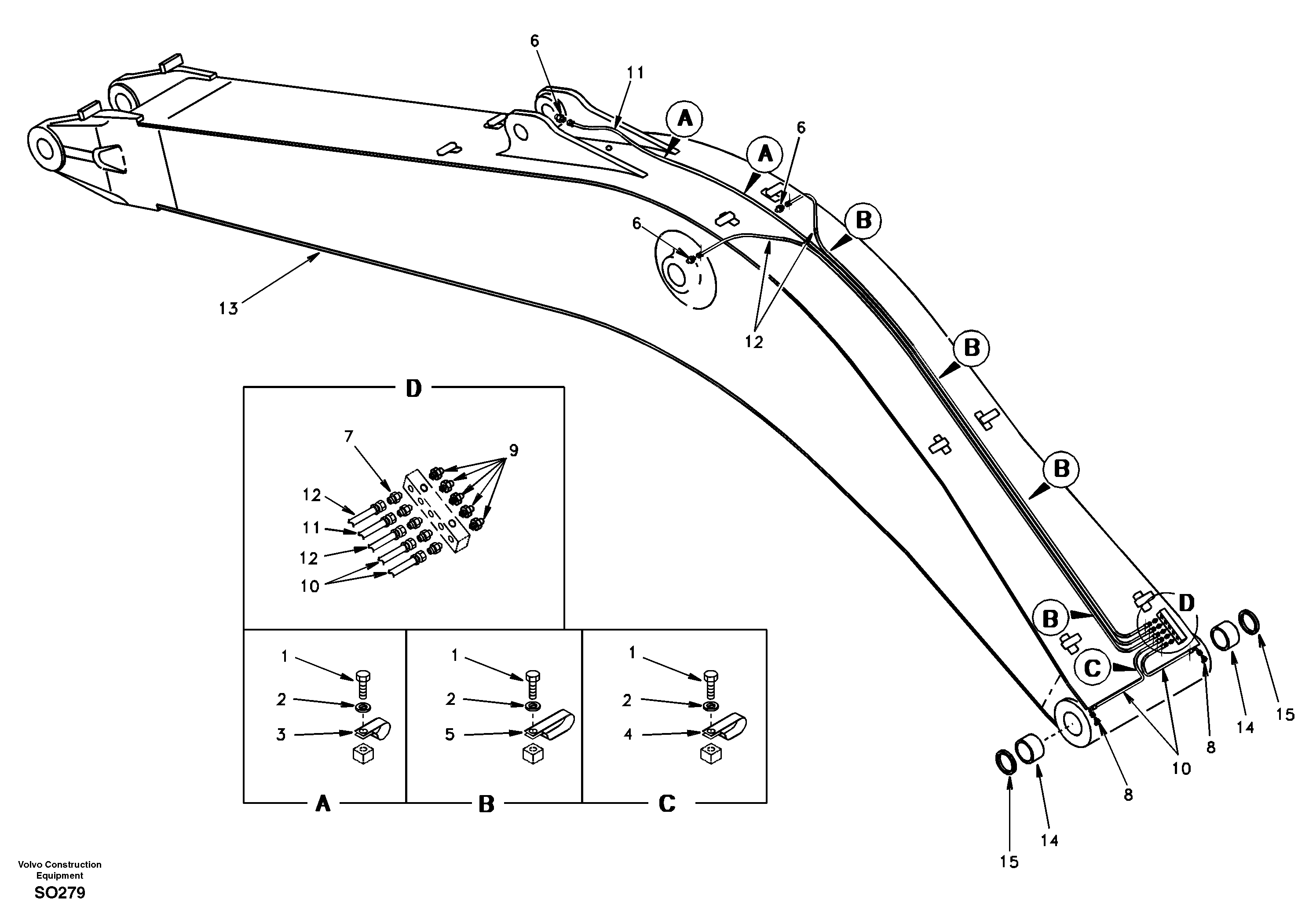 Boom and grease piping, mono — volvo parts diagram