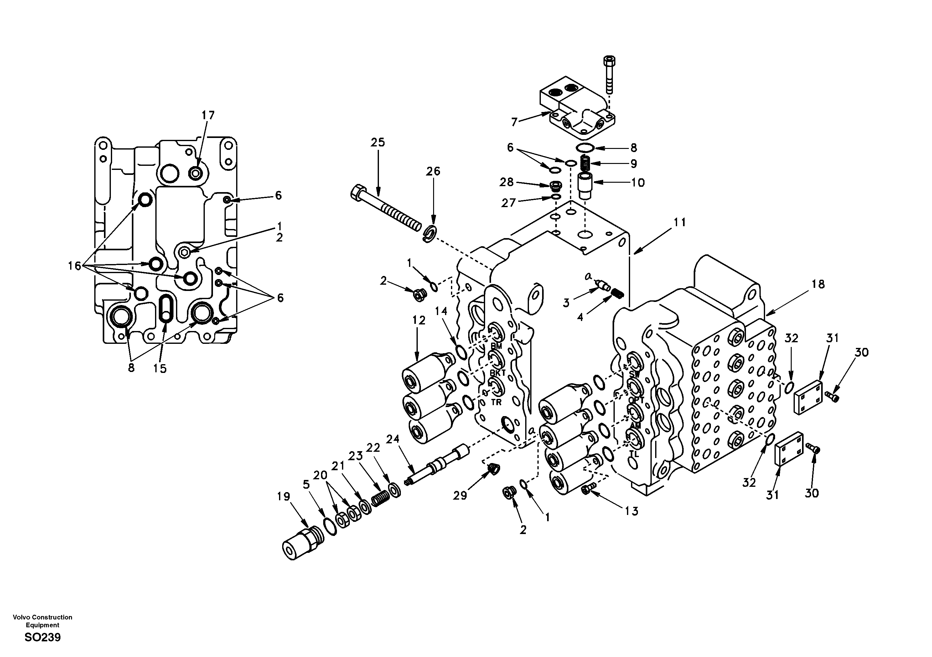 Control valve with fitting parts. — volvo parts diagram