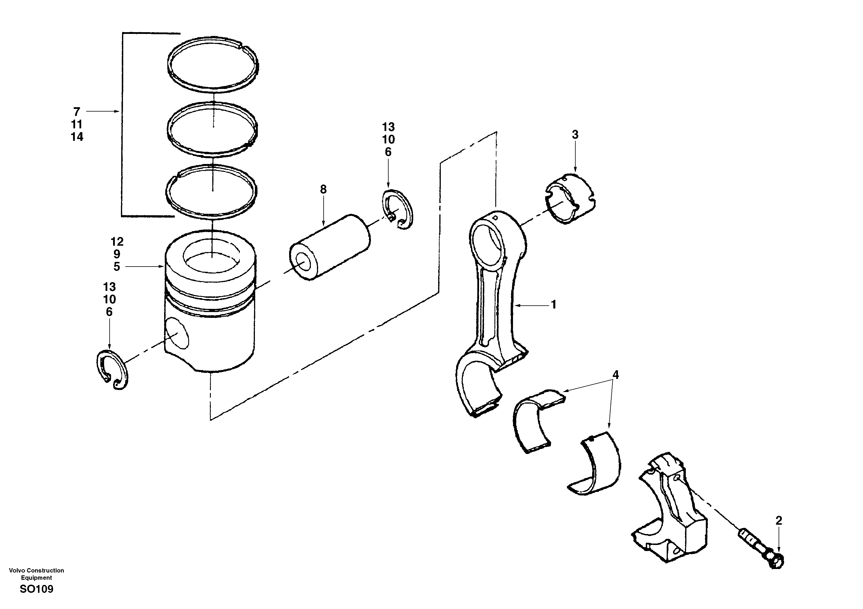 Connecting rod and piston — volvo parts diagram