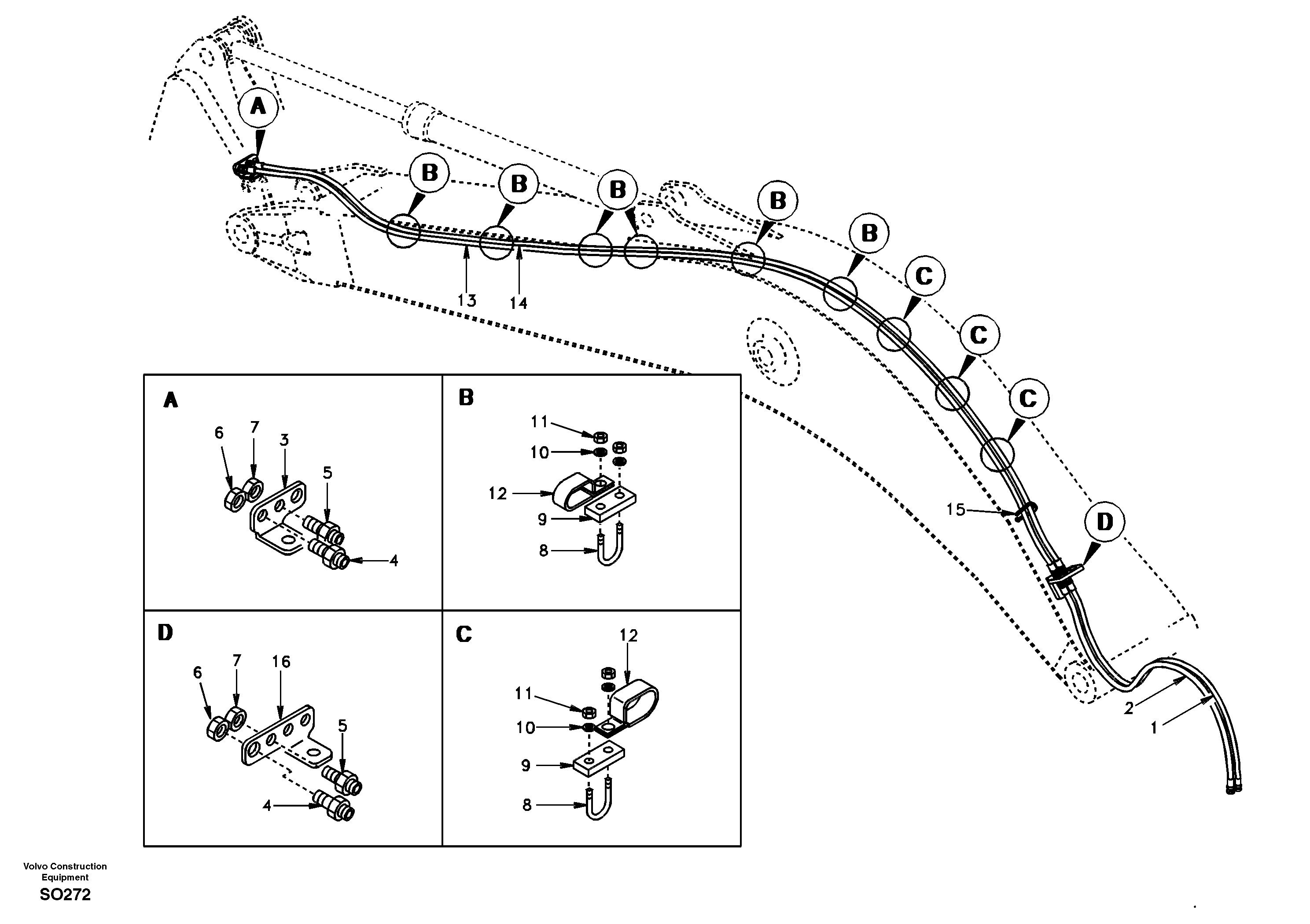 Quickfit and rotator hydraulic boom — volvo parts diagram