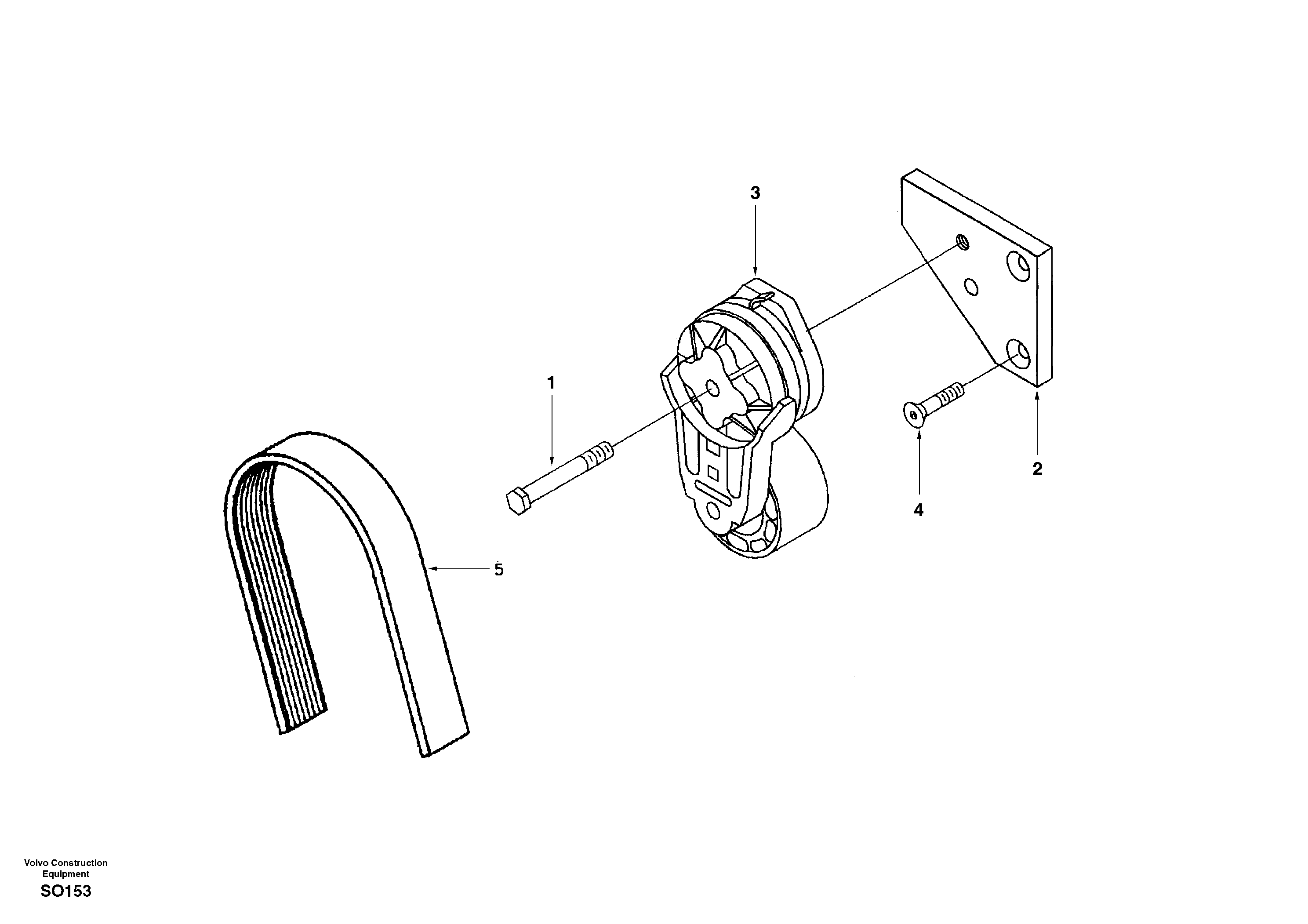 Automatic belt tensioner with fitting parts — volvo parts diagram