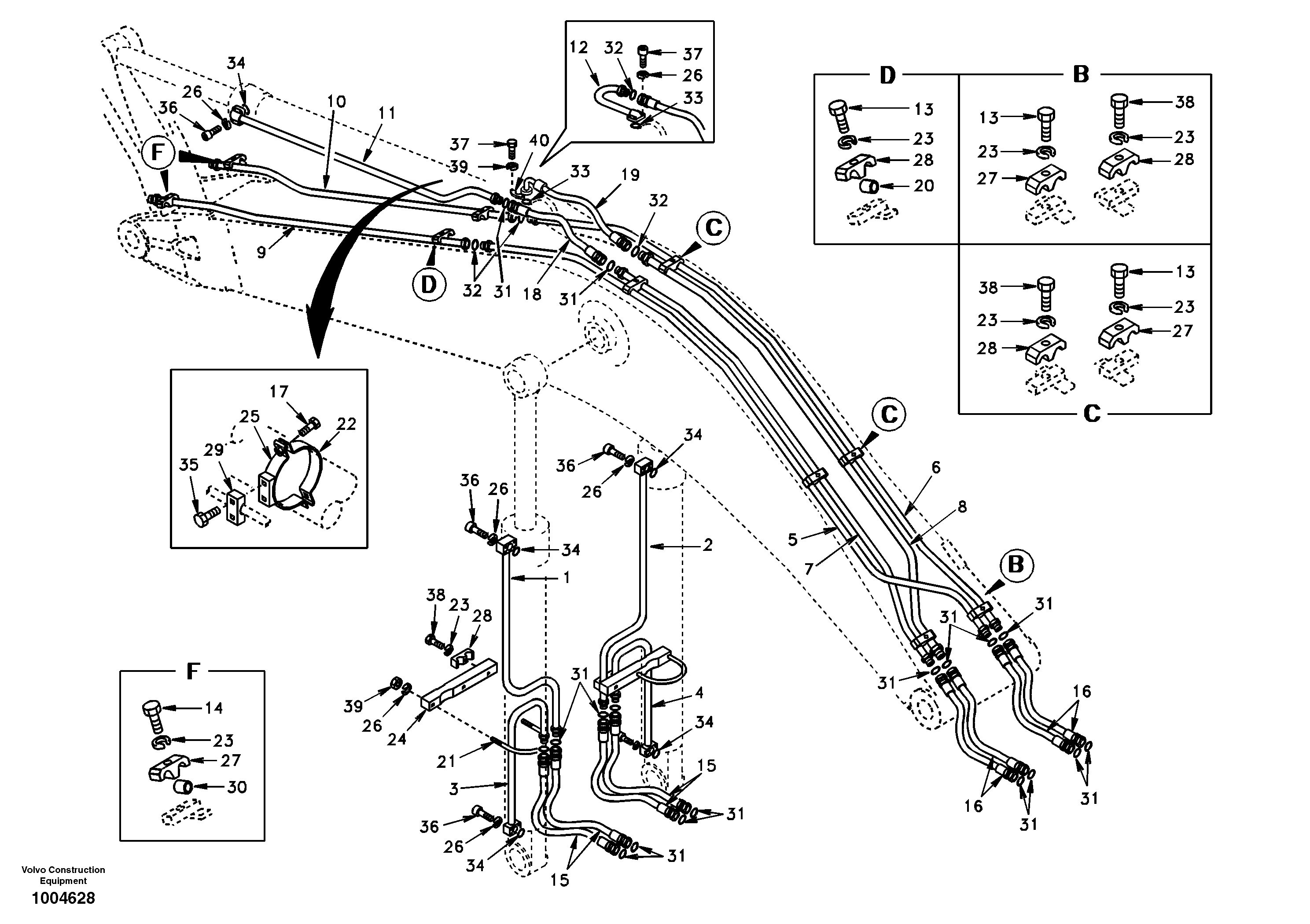Working hydraulic, boom — volvo parts diagram