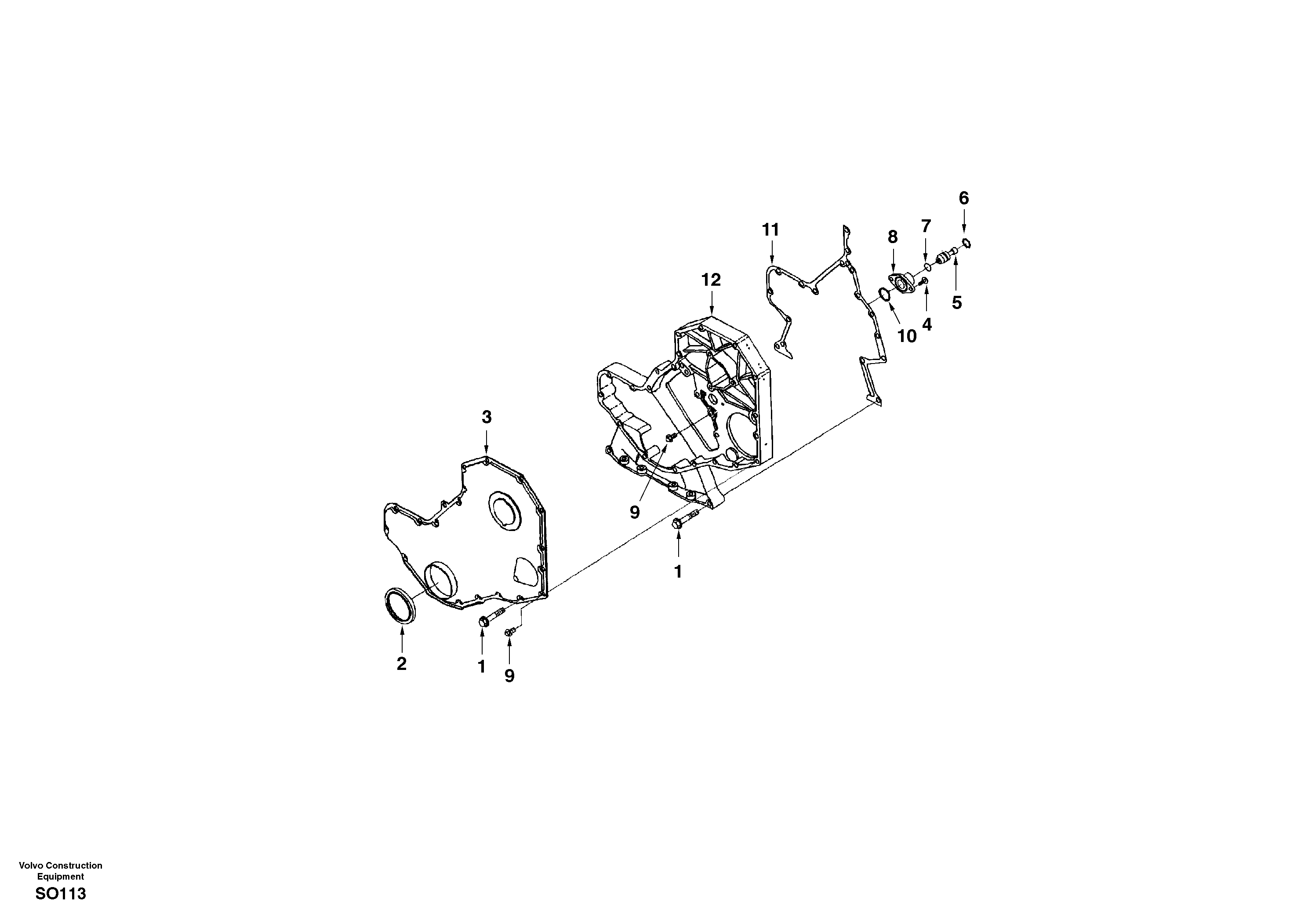 Timing gear casing — volvo parts diagram