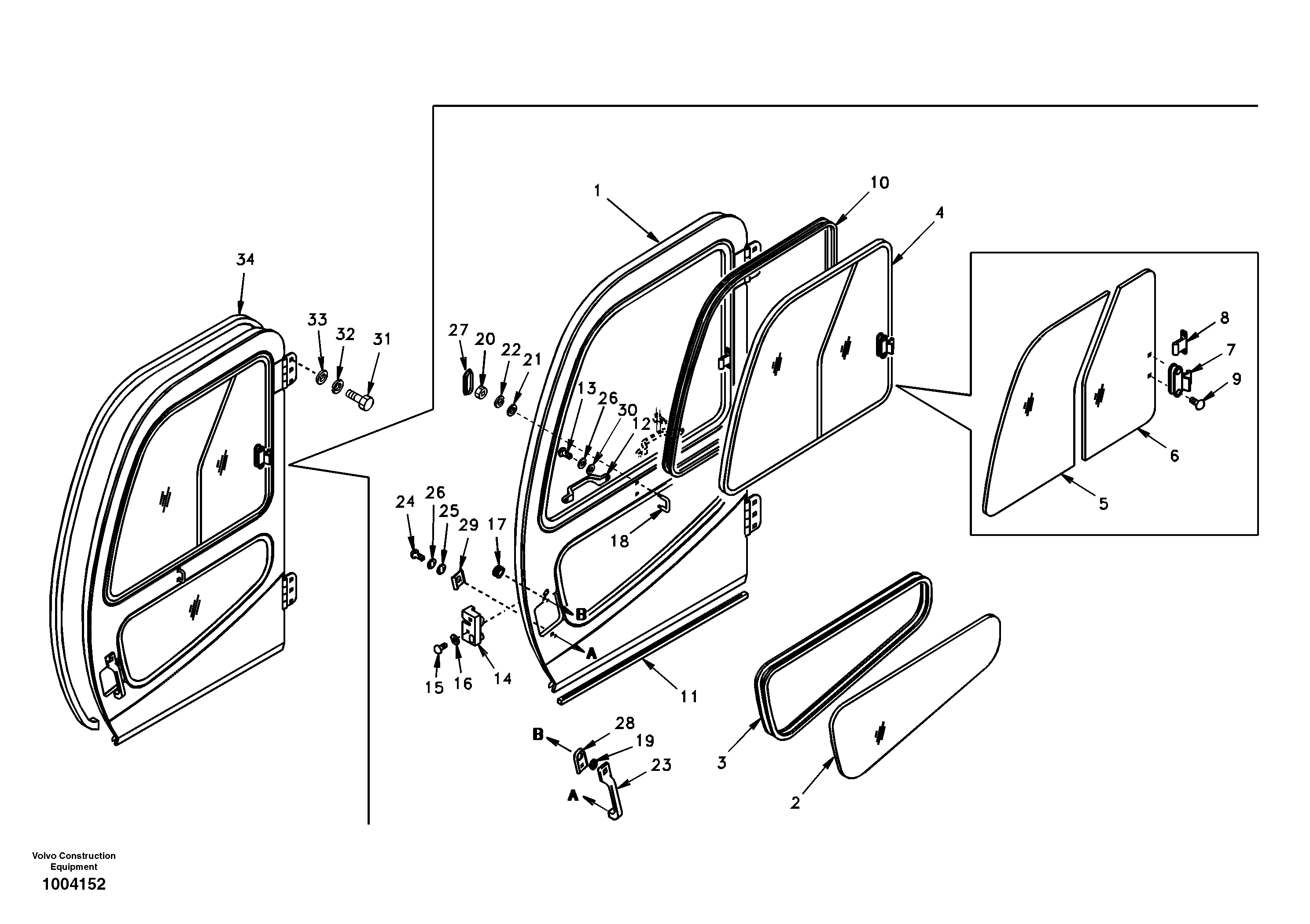 Door, operator's cab — volvo parts diagram