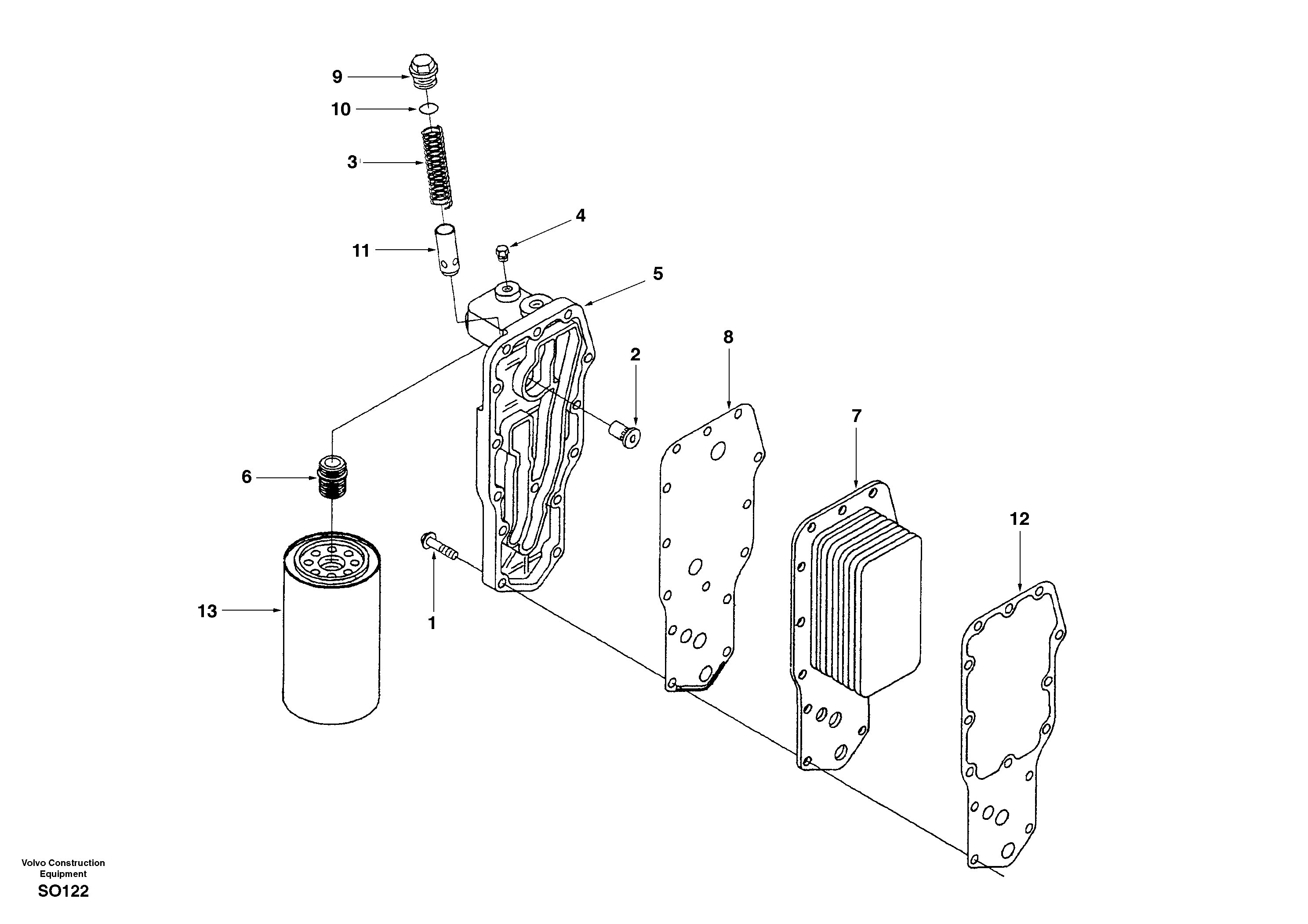 Oil cooler — volvo parts diagram