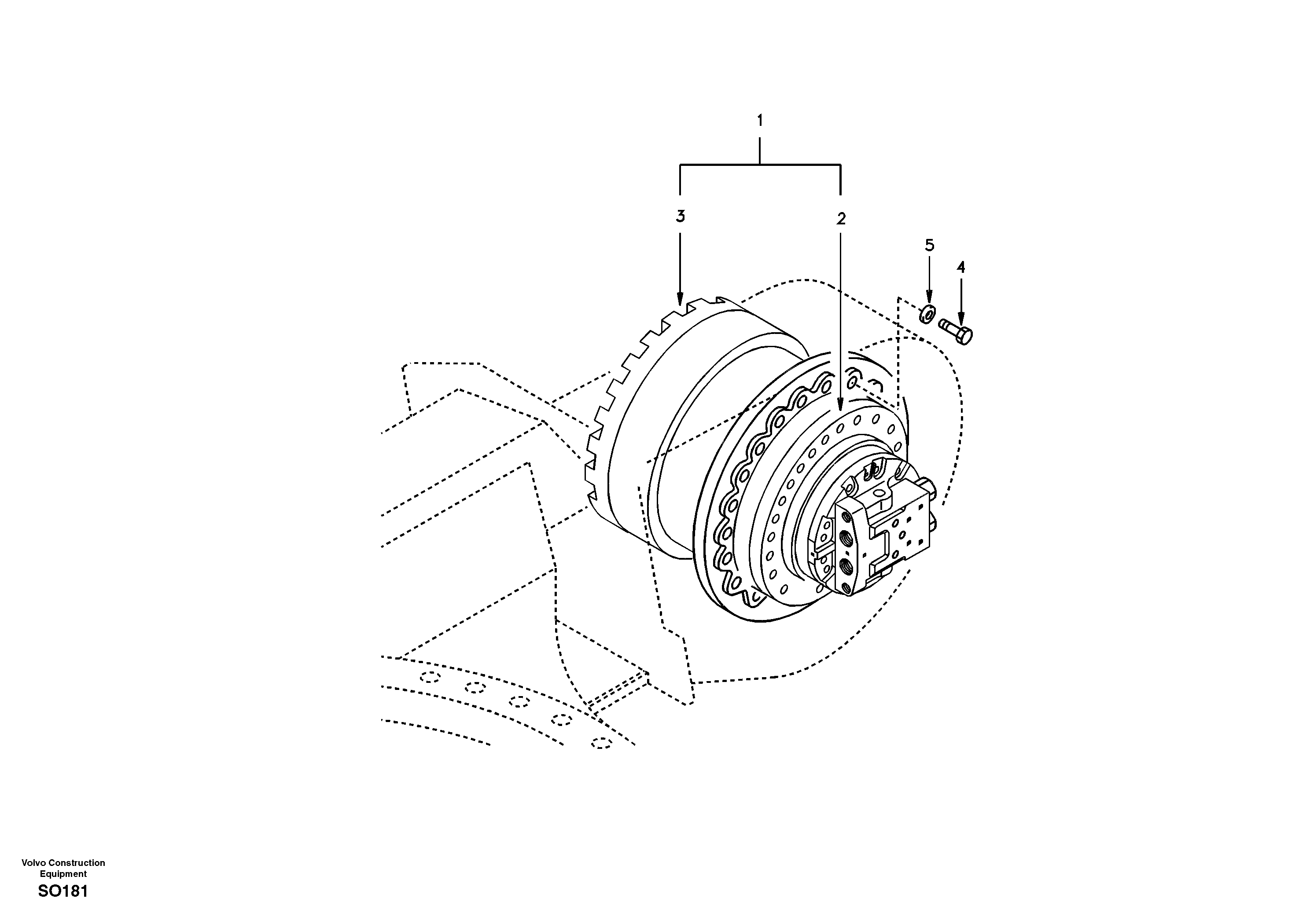Travel motor with mounting parts — volvo parts diagram