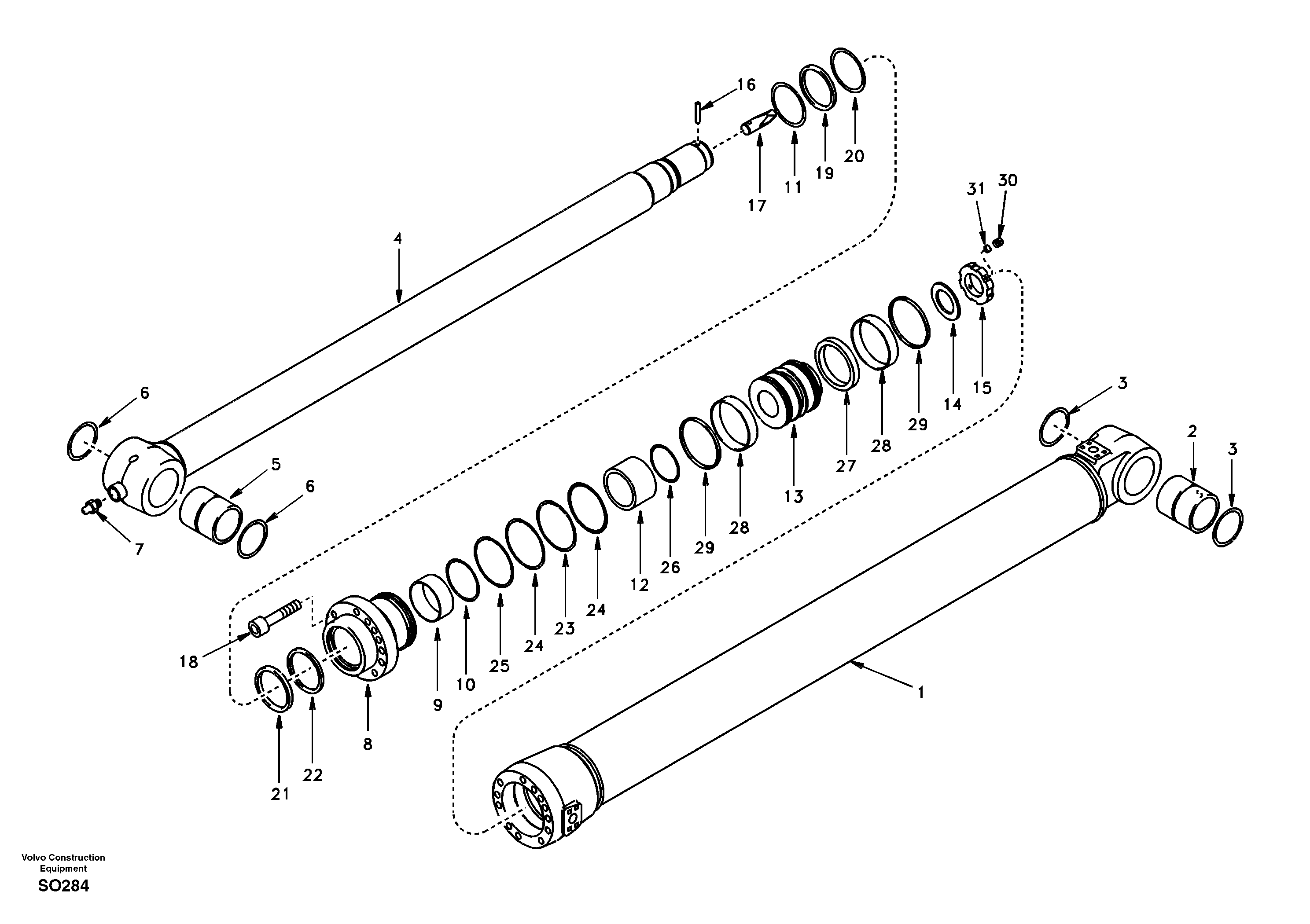 Dipper arm cylinder — volvo parts diagram