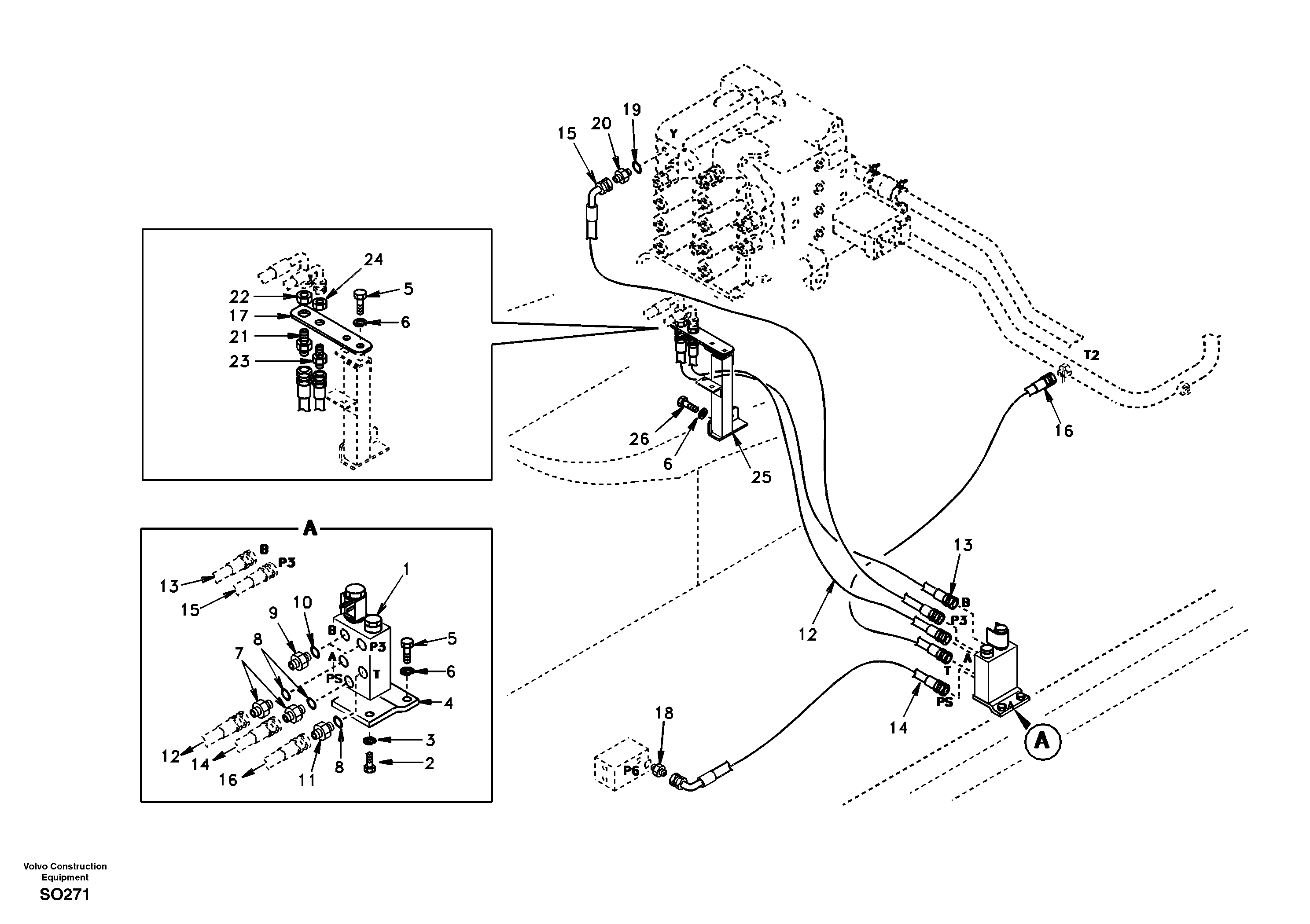 Quickfit and rotator hydraulic — volvo parts diagram